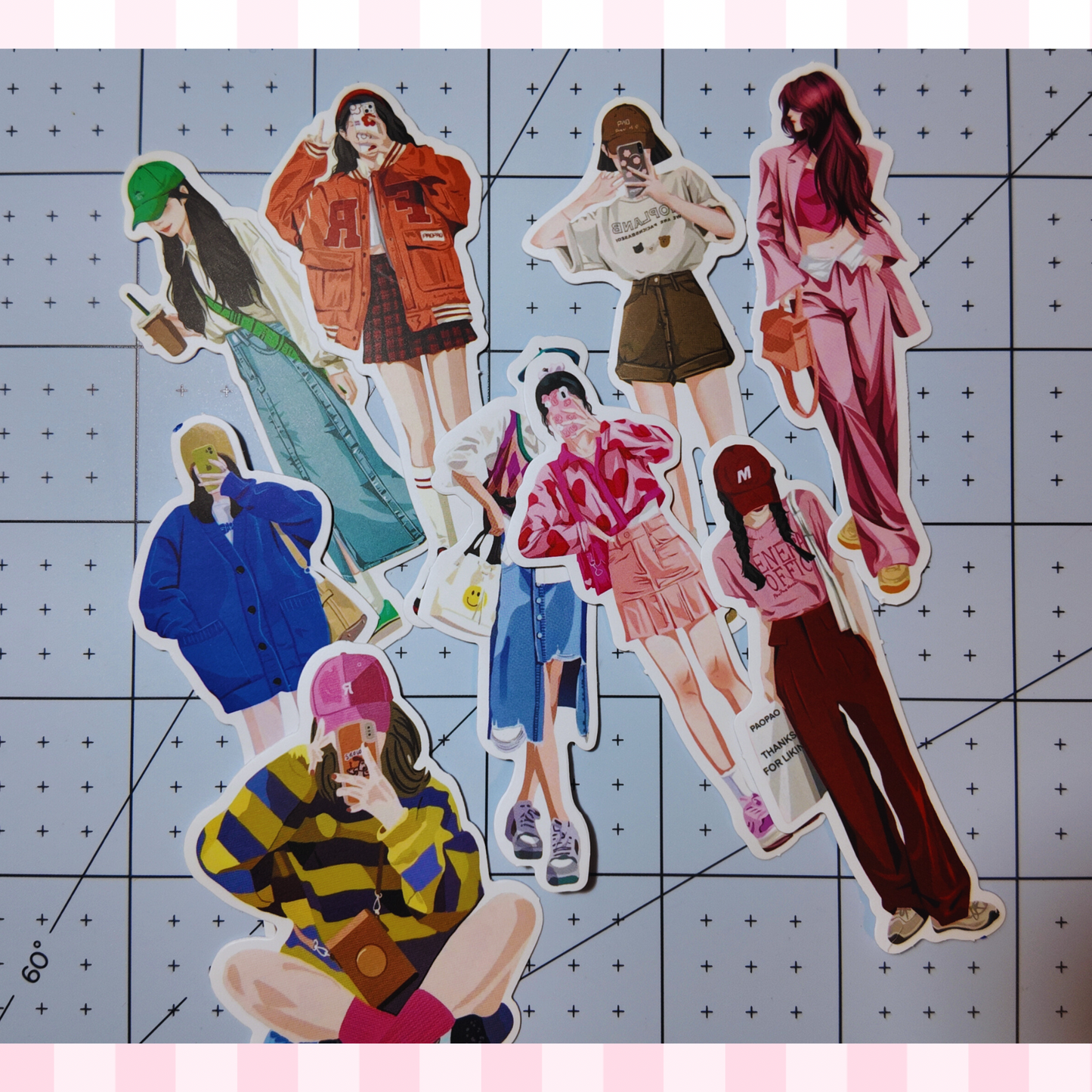 Aesthetic Girl Hidden Face Stickers – 10 Pieces Sunny Sky Studio