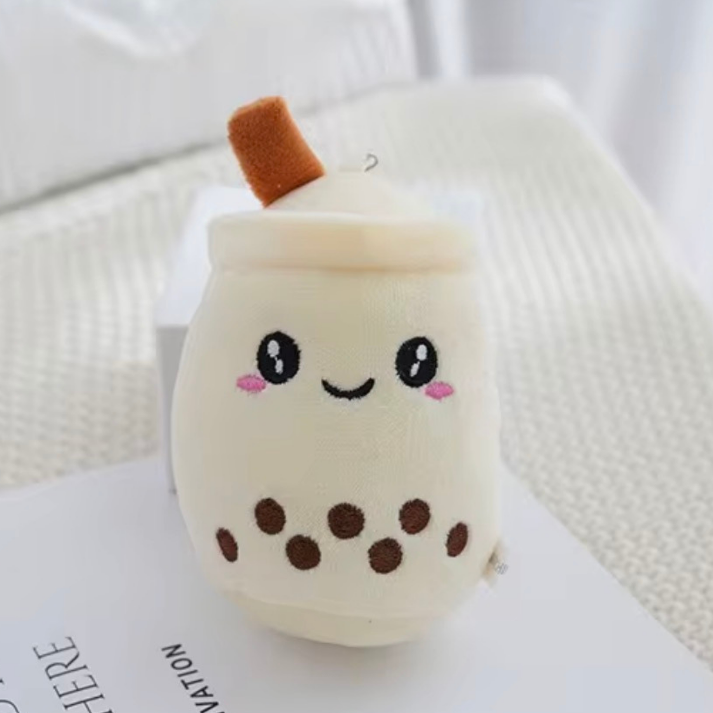 Milk Tea Boba Plush Keychain - White
