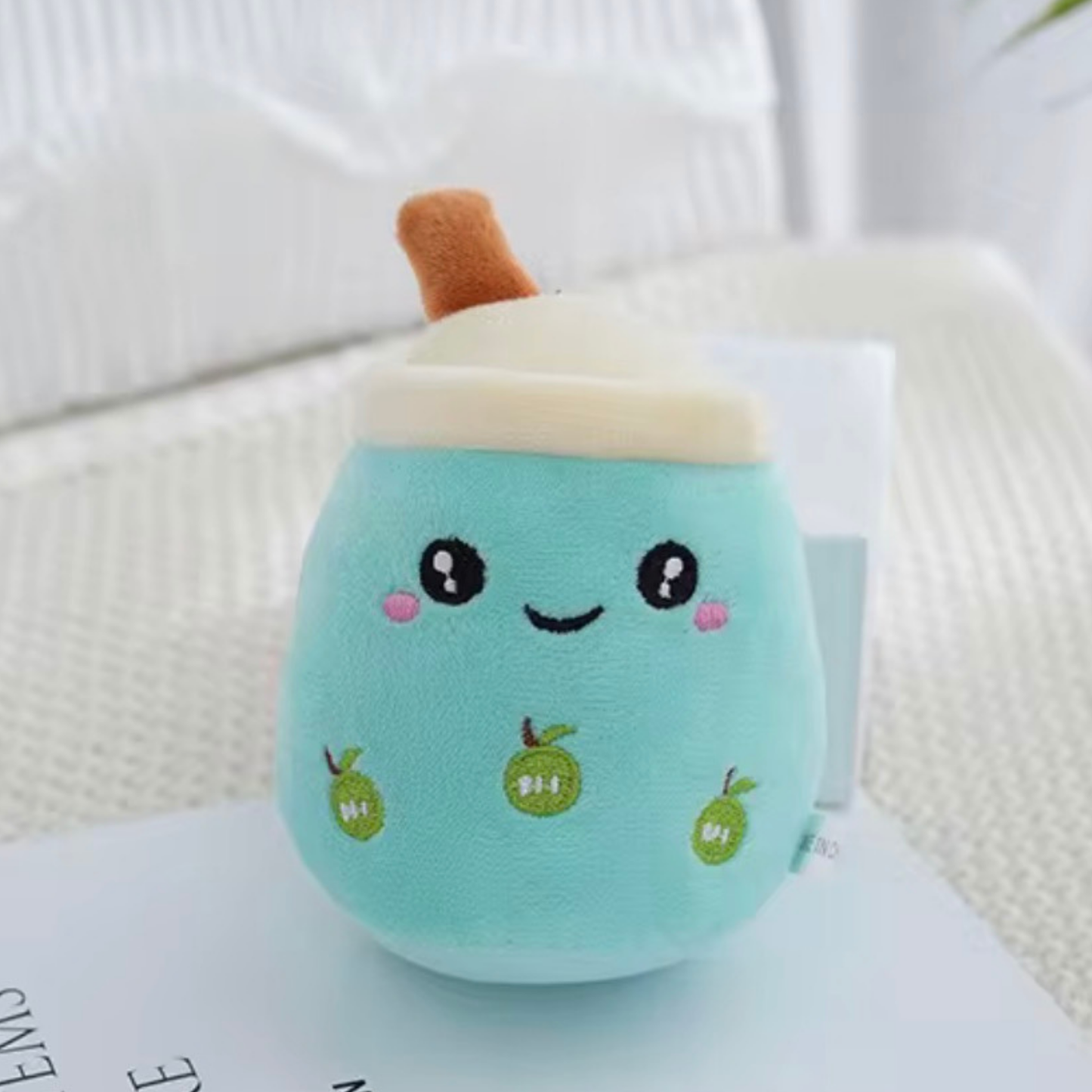 Milk Tea Boba Plush Keychain - Blue
