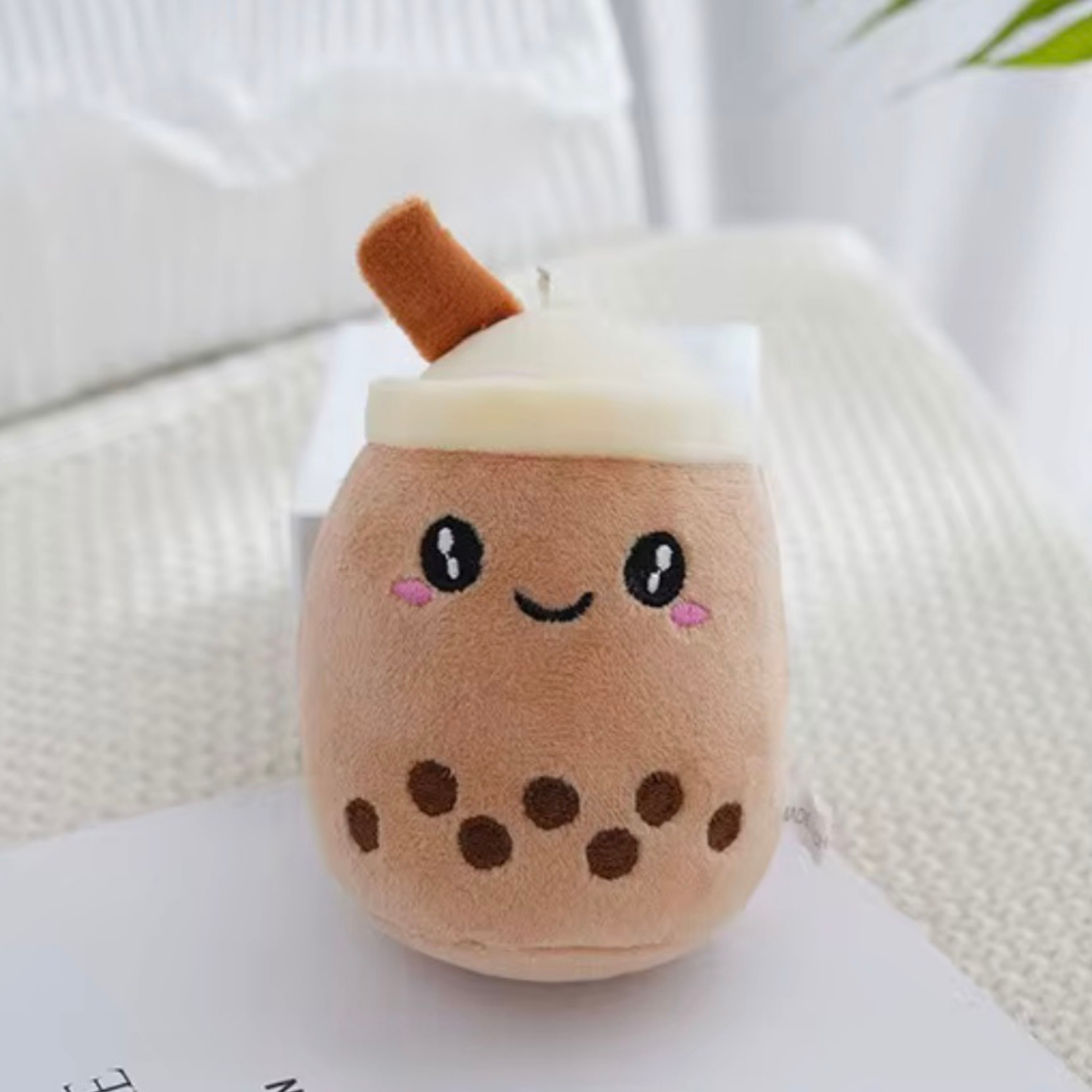 Milk Tea Boba Plush Keychain - Brown