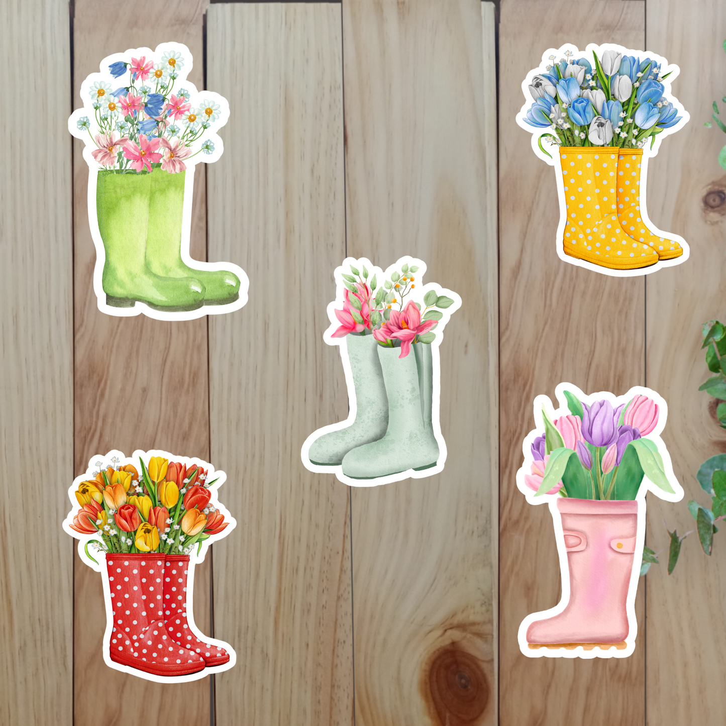 Rainboot with Flowers Stickers (20-Piece) Sunny Sky Studio