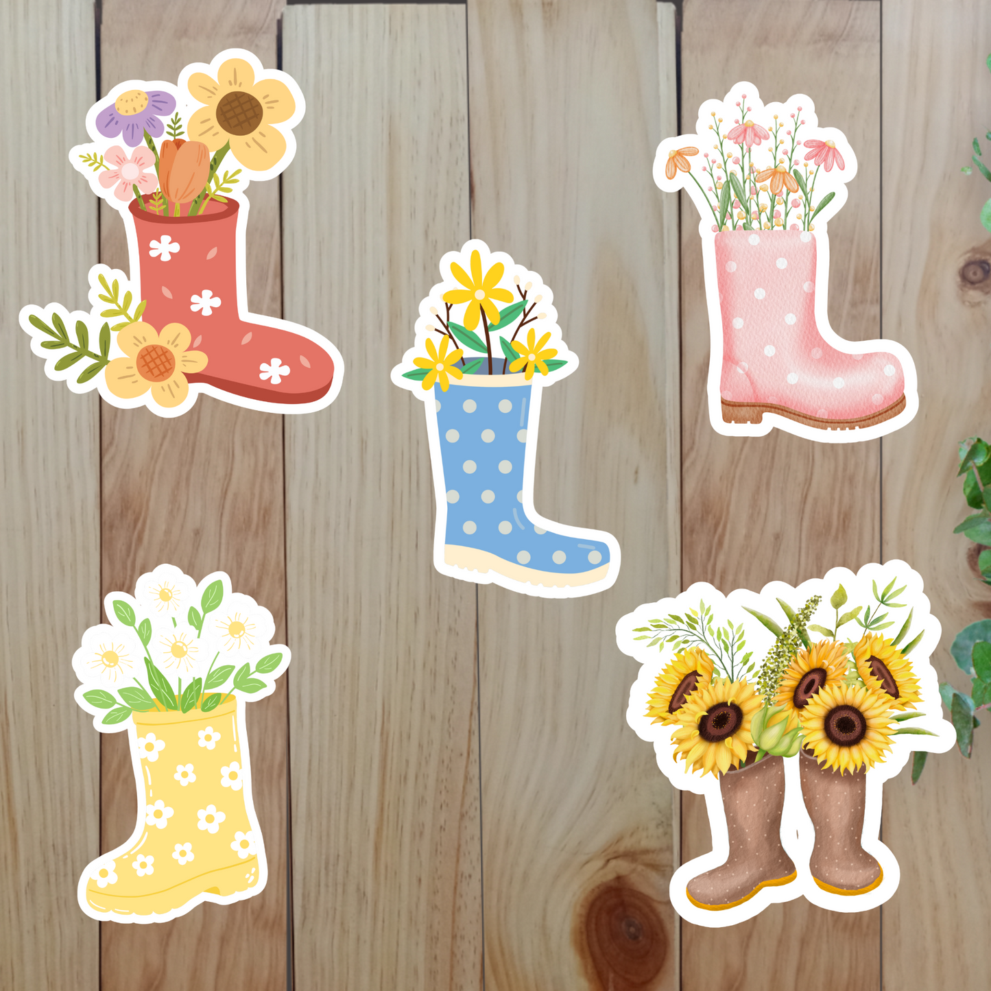 Rainboot with Flowers Stickers (20-Piece) Sunny Sky Studio