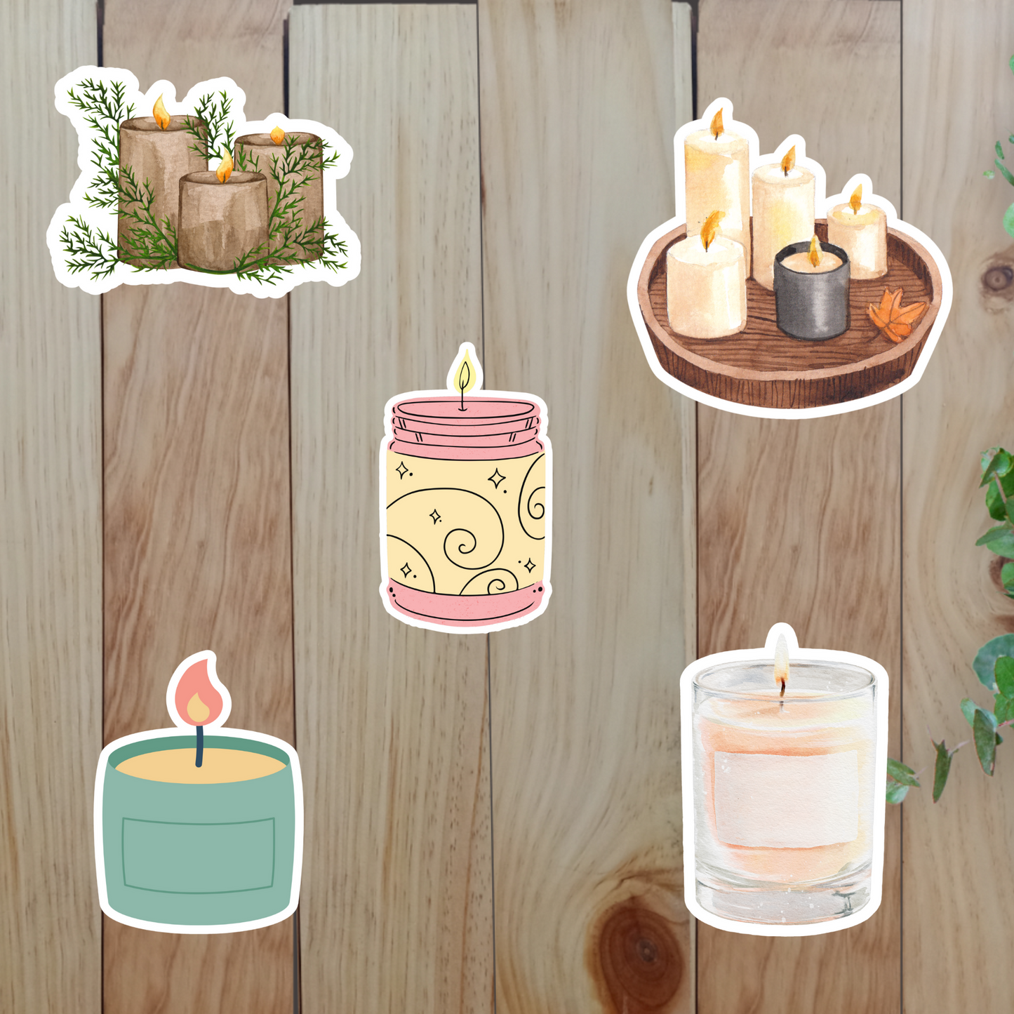 Cozy Candle Stickers (20-Piece) Sunny Sky Studio