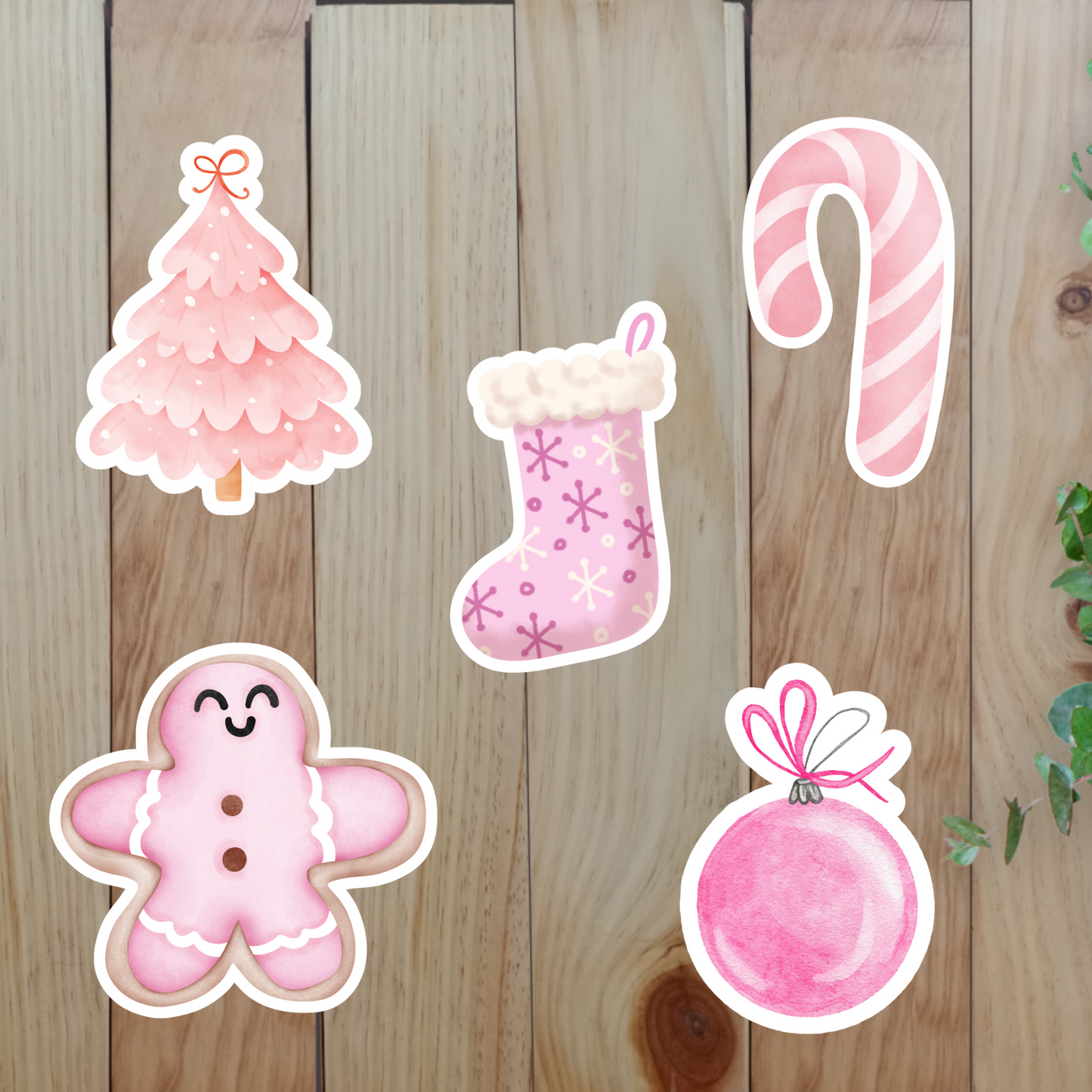 Pink Christmas Stickers (20-Piece) Sunny Sky Studio