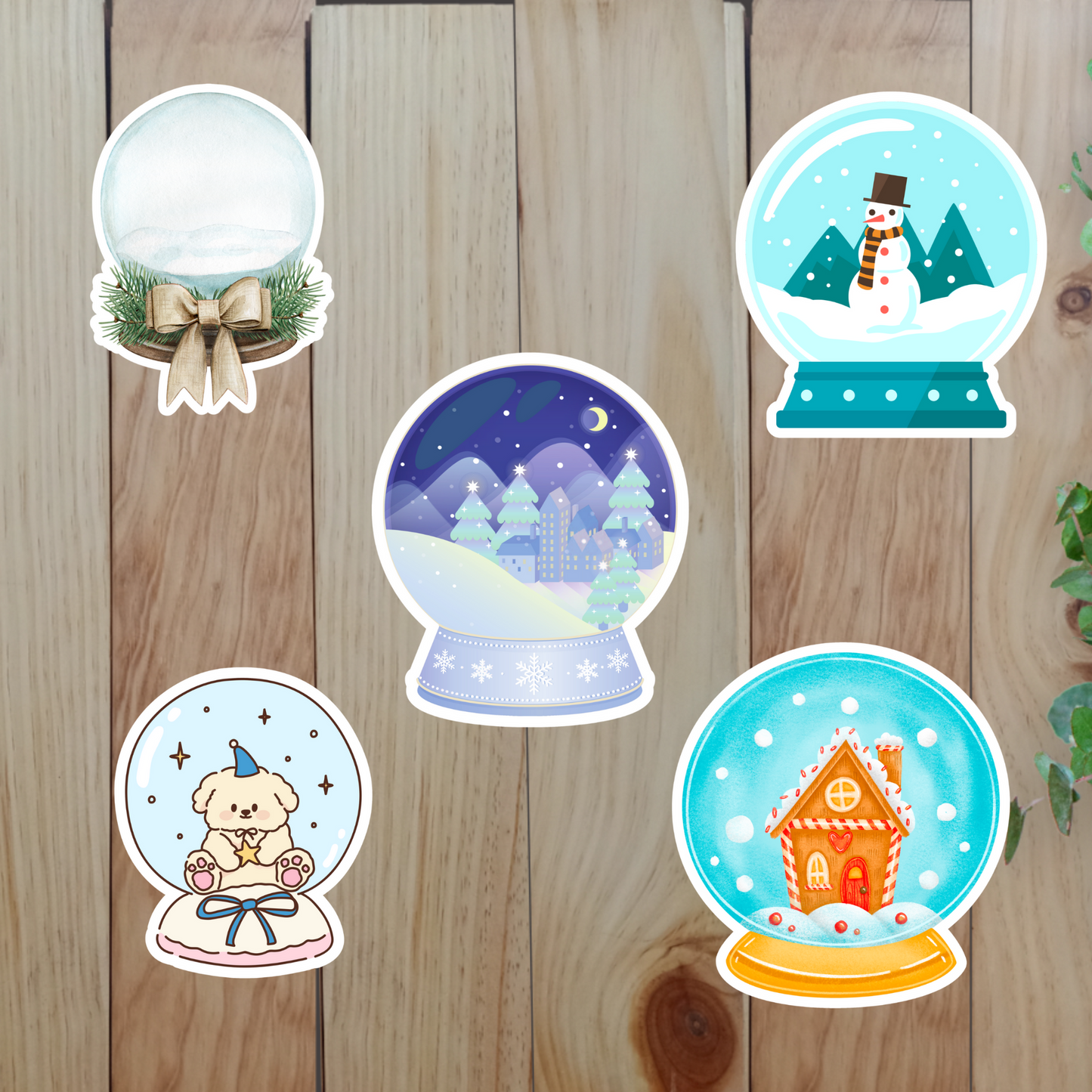 Snow Globe Stickers (20-Piece) Sunny Sky Studio