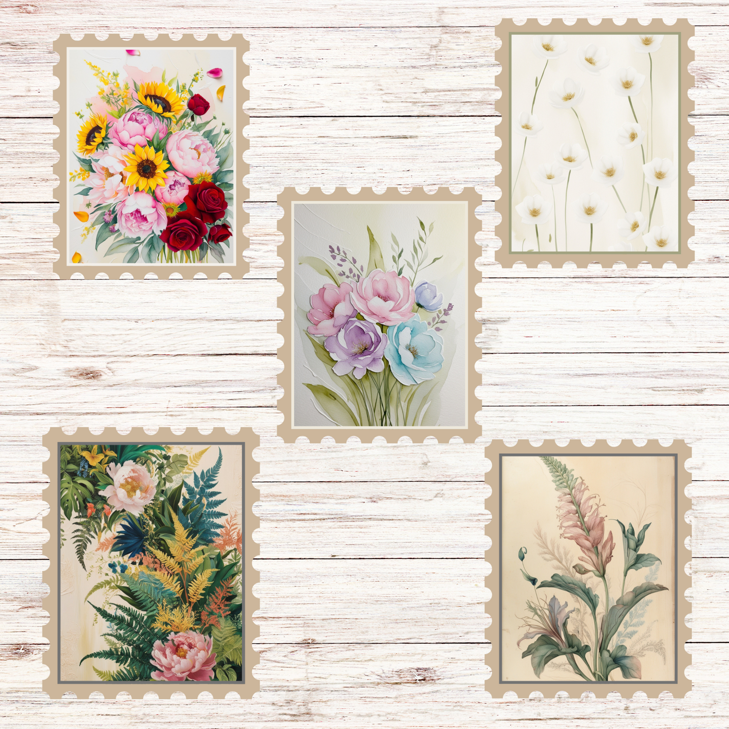 Random Stamp Sticker Pack (50-Piece) Sunny Sky Studio