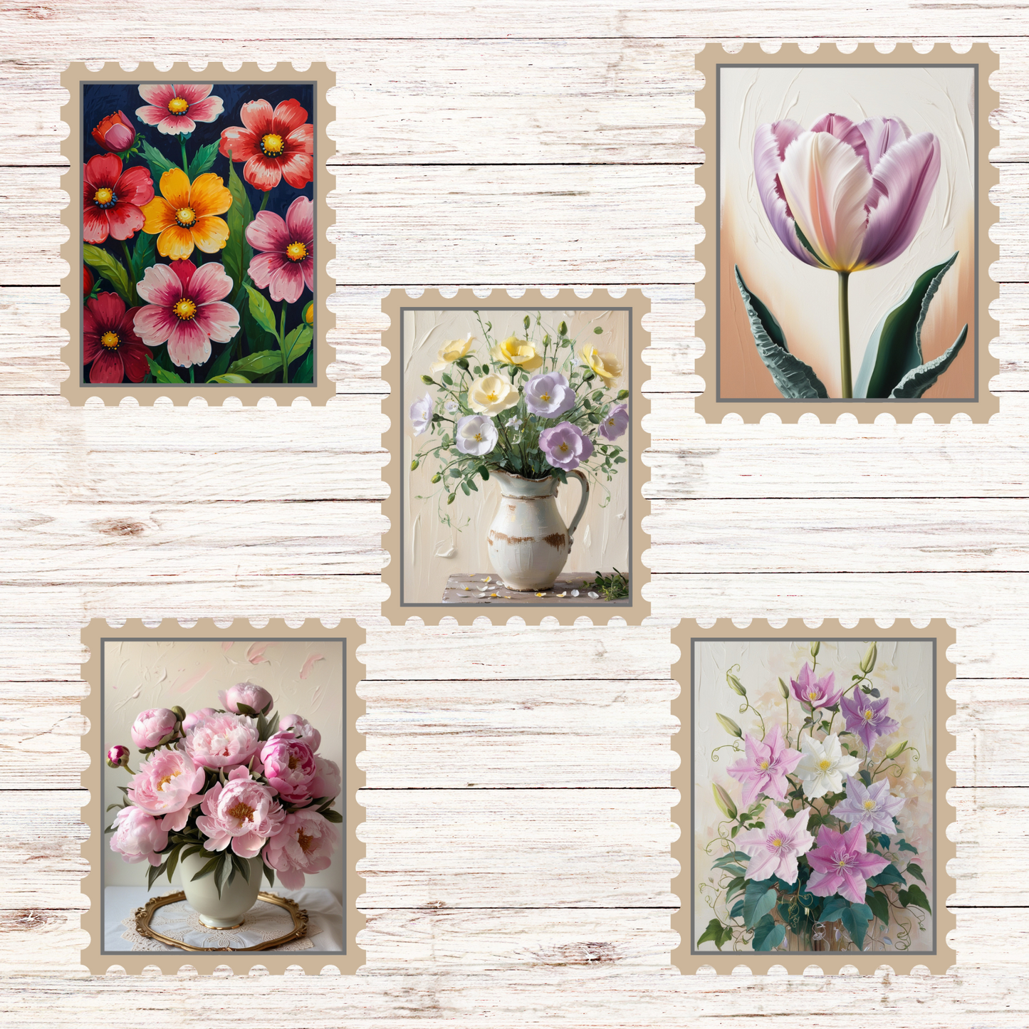Random Stamp Sticker Pack (50-Piece) Sunny Sky Studio
