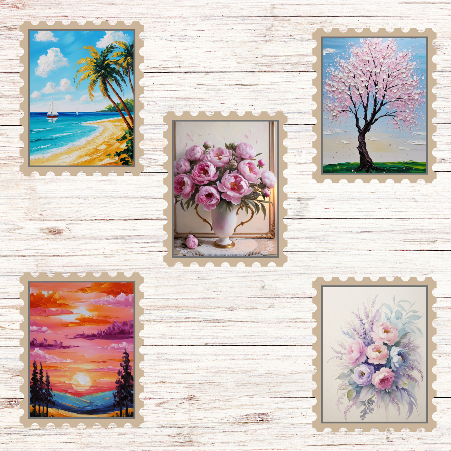 Random Stamp Sticker Pack (50-Piece) Sunny Sky Studio