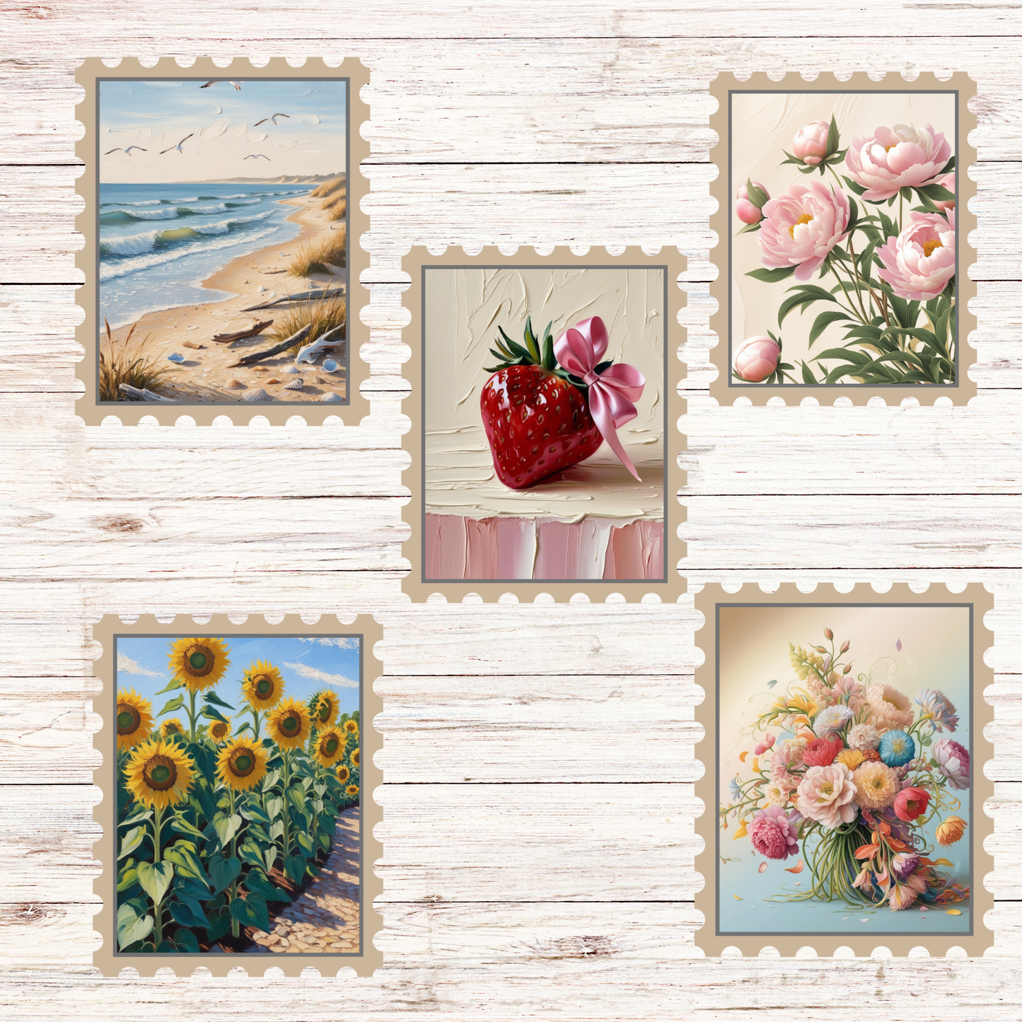 Random Stamp Sticker Pack (50-Piece) Sunny Sky Studio
