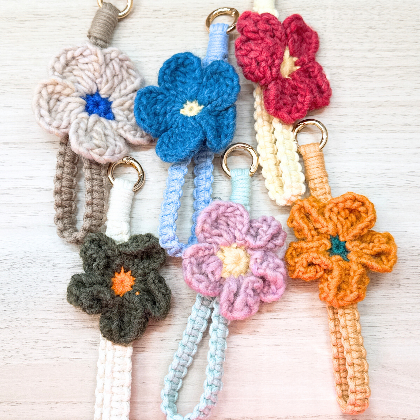 Crochet Flower Keychain Sunny Sky Studio
