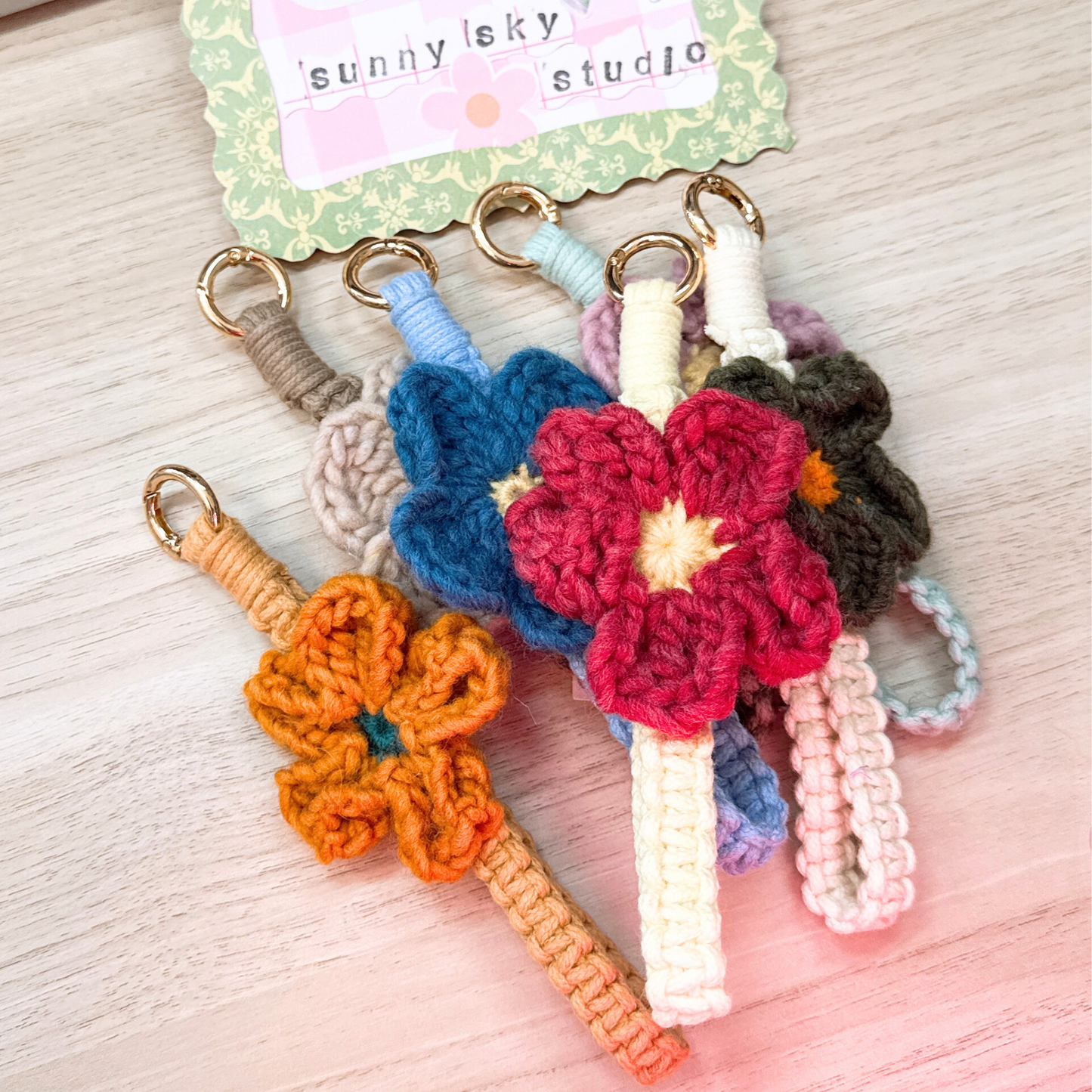 Crochet Flower Keychain Sunny Sky Studio