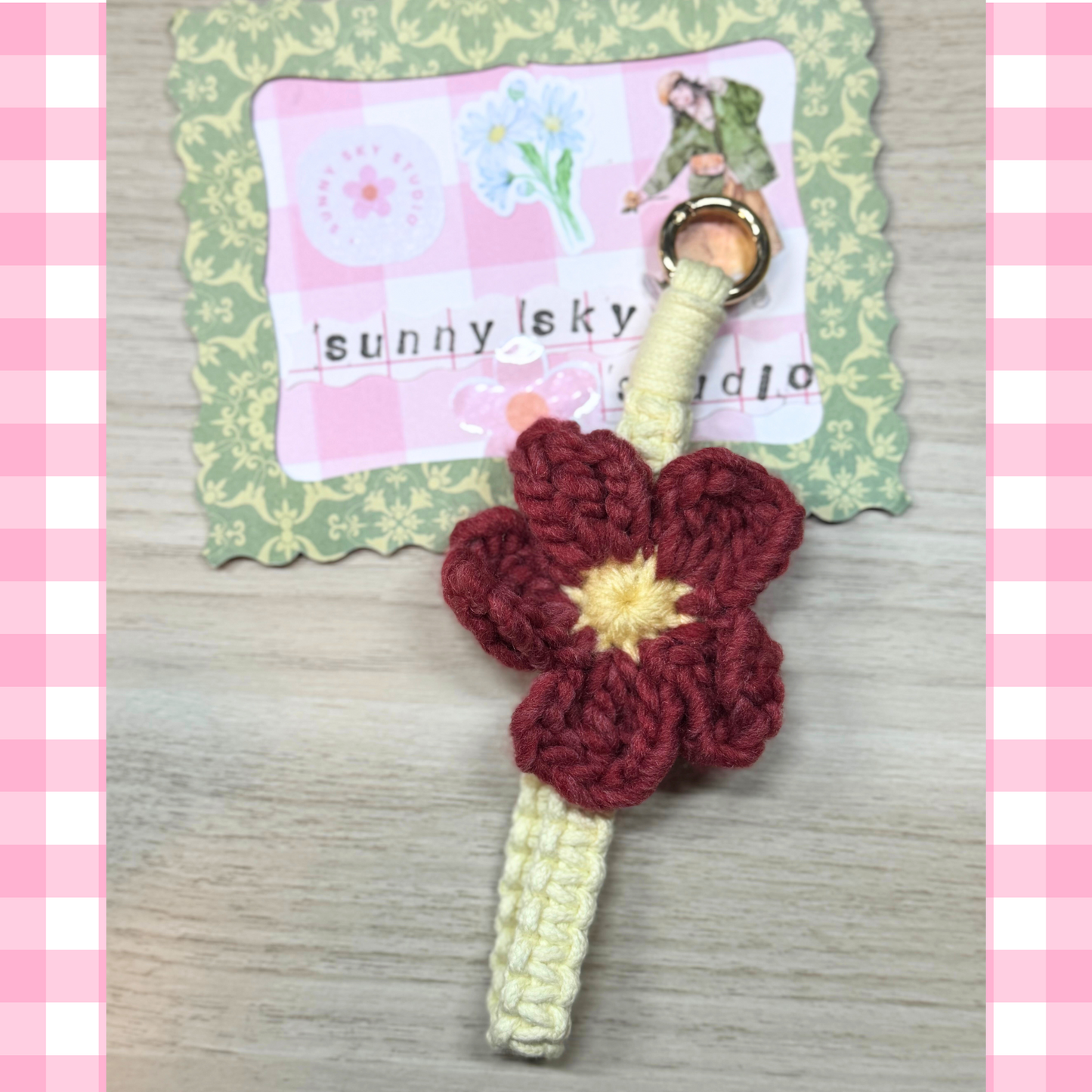 Crochet Flower Keychain Sunny Sky Studio