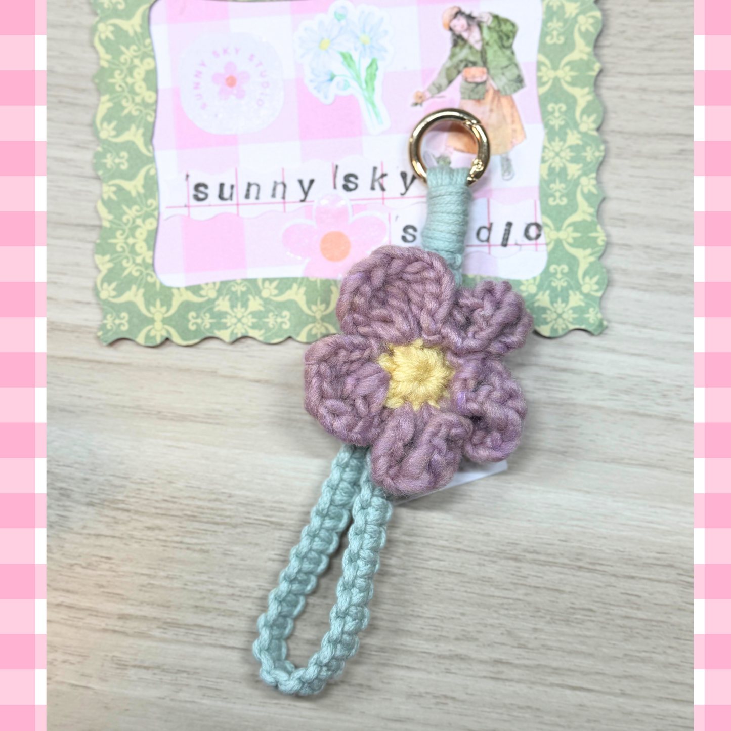 Crochet Flower Keychain Sunny Sky Studio