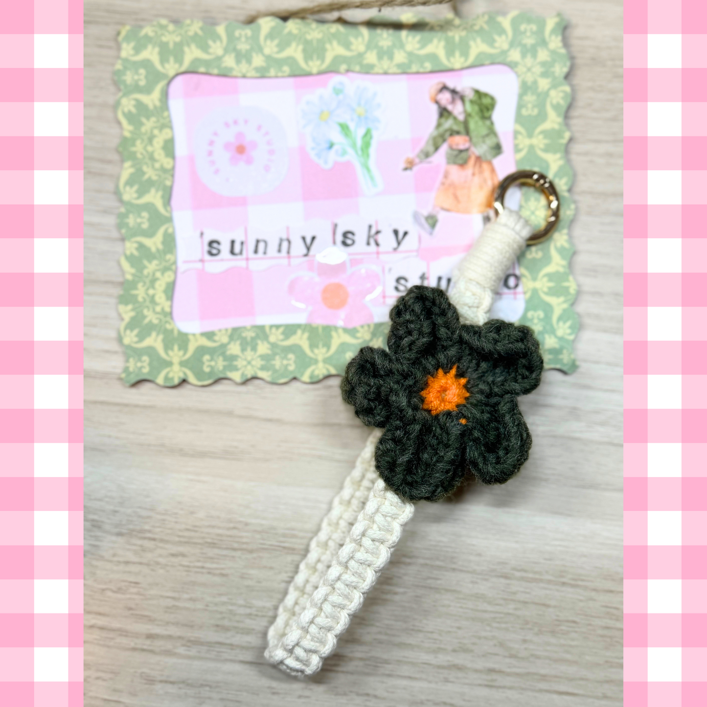 Crochet Flower Keychain Sunny Sky Studio