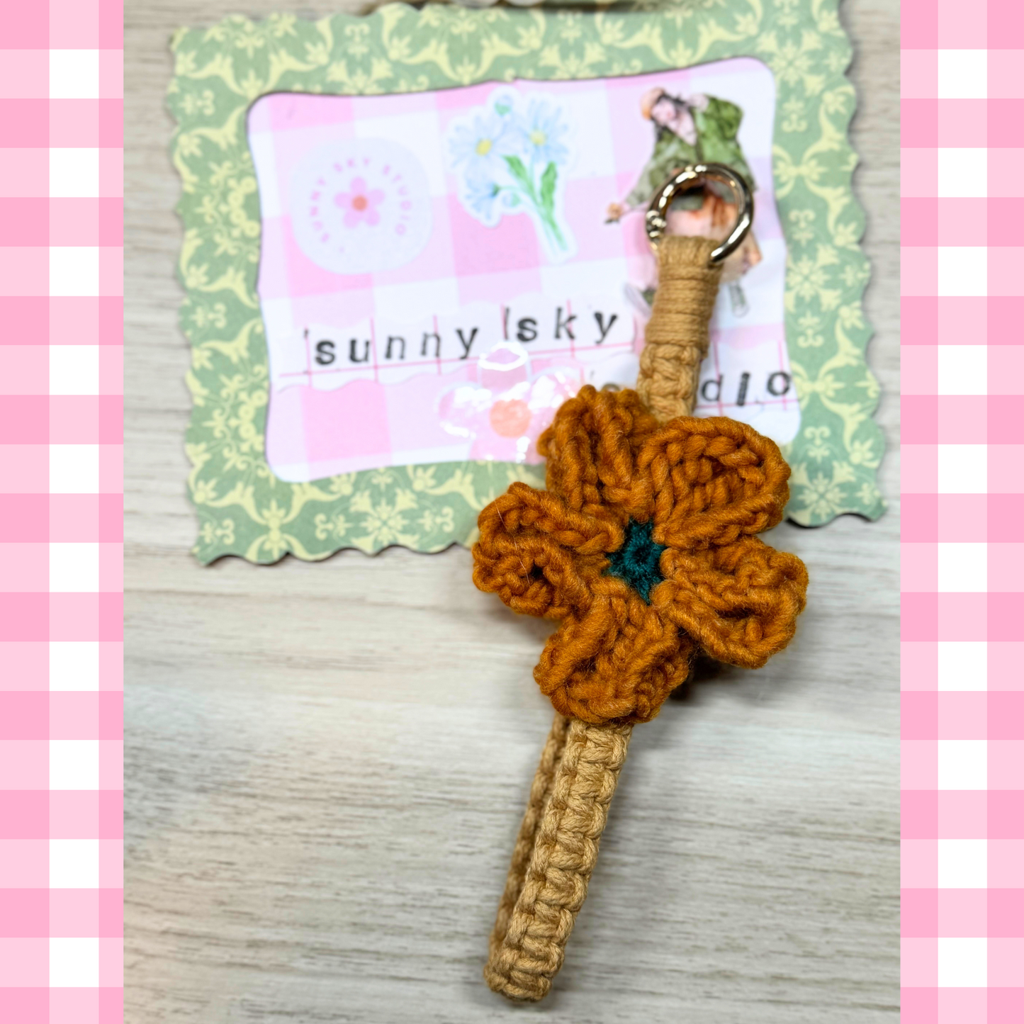 Crochet Flower Keychain Sunny Sky Studio