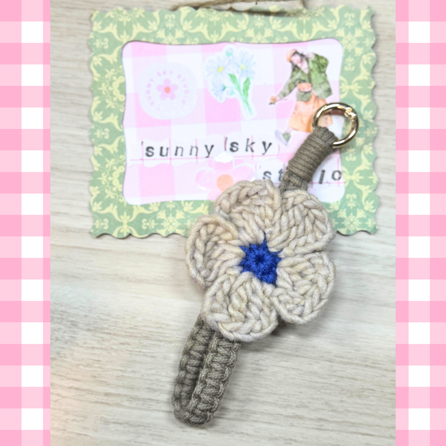 Crochet Flower Keychain Sunny Sky Studio