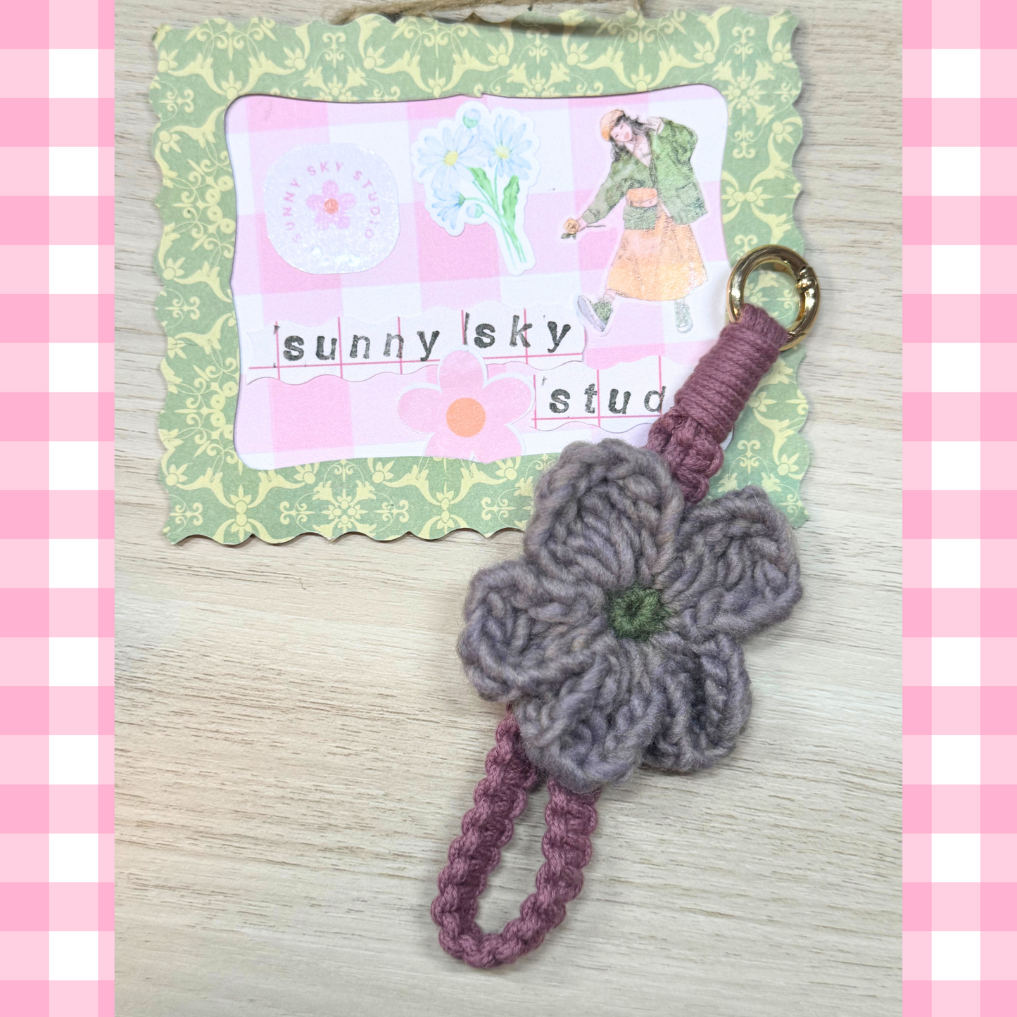 Crochet Flower Keychain Sunny Sky Studio