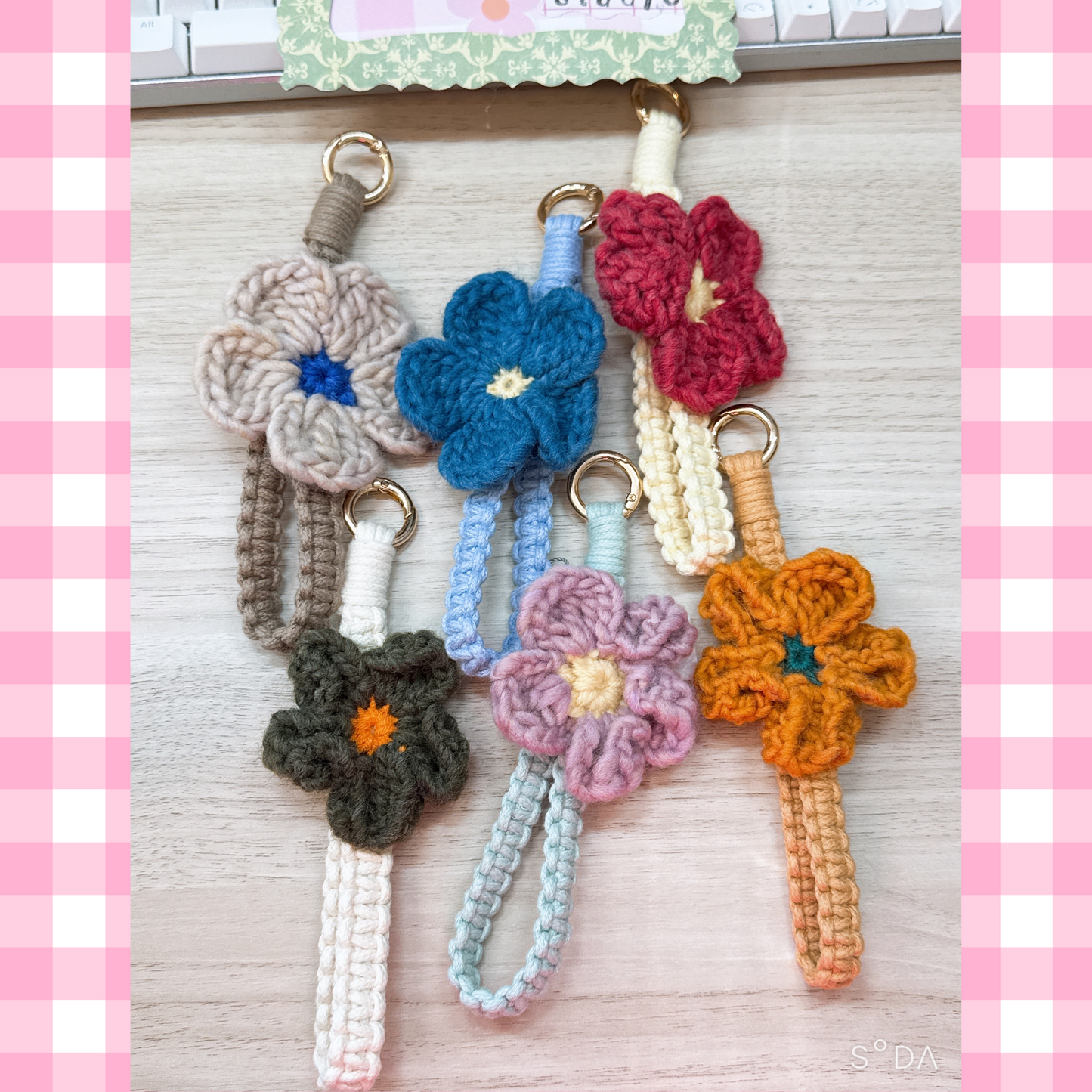 Crochet Flower Keychain Sunny Sky Studio