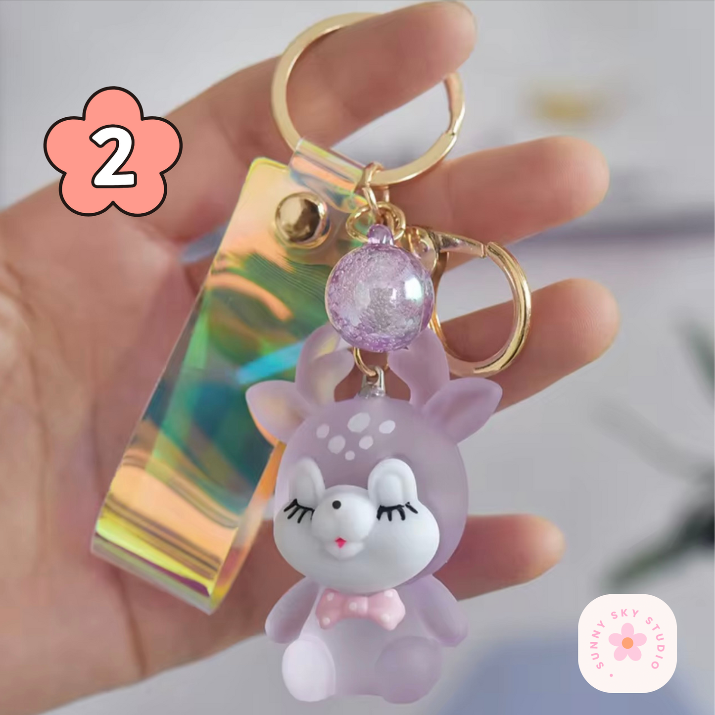 LED Acrylic Christmas Deer Keychain 2 Sunny Sky Studio
