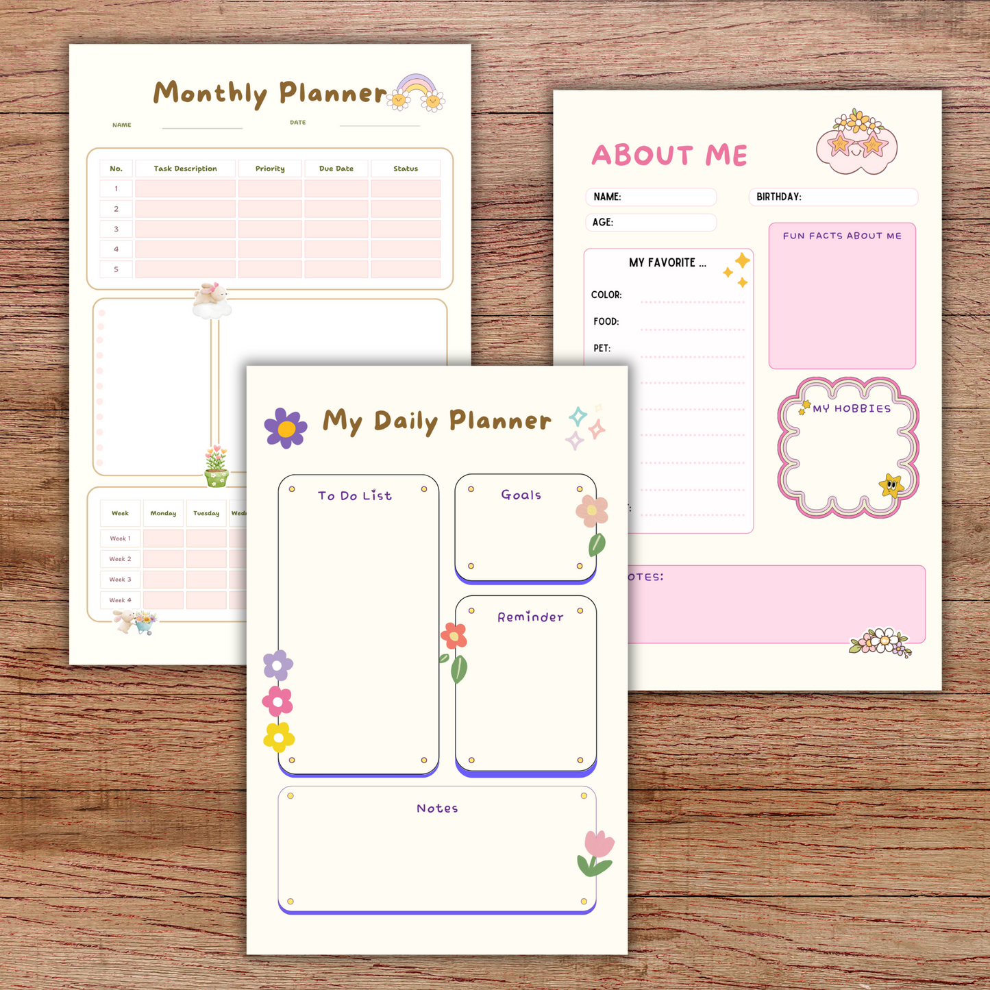 Custom A5 Handmade Planner Notebook β Beautiful Layout with 60 Pages Sunny Sky Studio