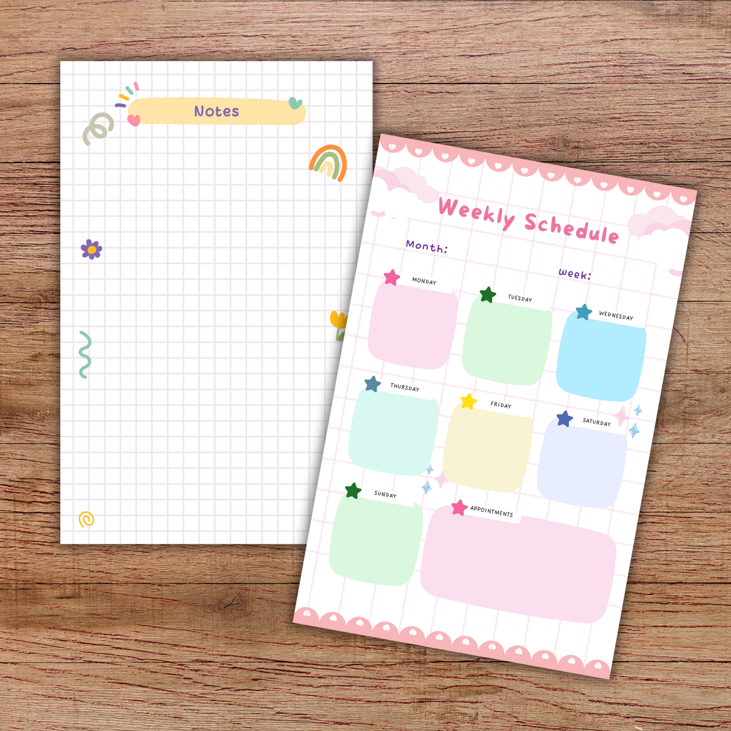 Custom A5 Handmade Planner Notebook β Beautiful Layout with 60 Pages Sunny Sky Studio