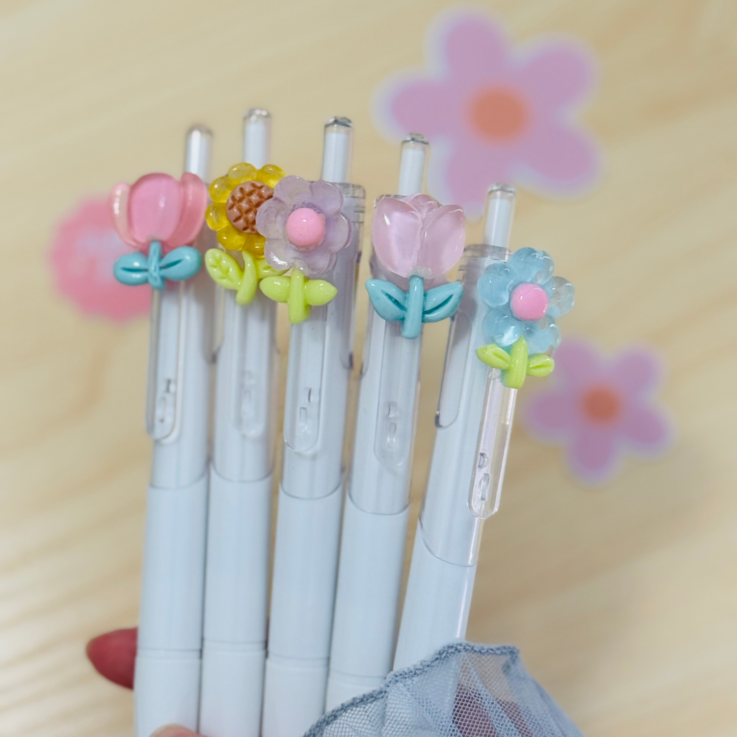 Design Flower Gel Ink Pens – Smooth Writing, Aesthetic Style Sunny Sky Studio