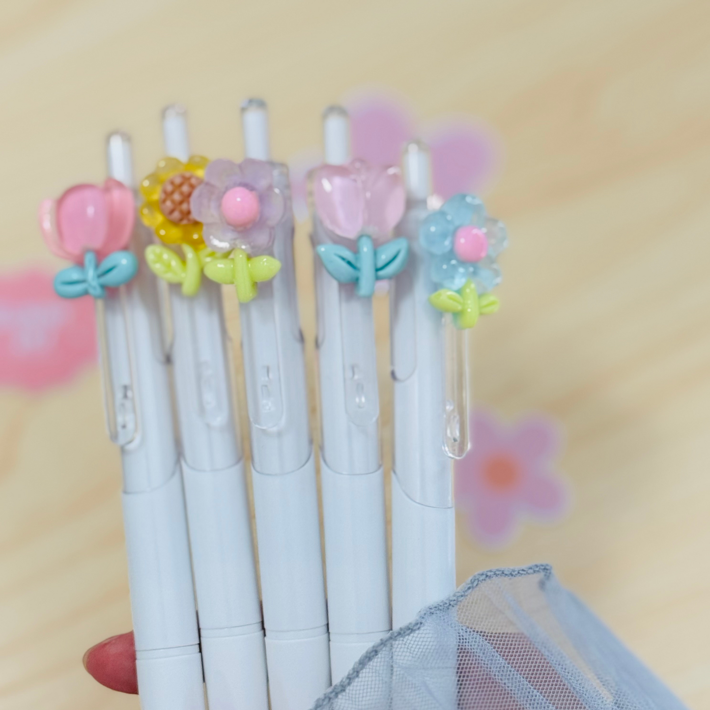 Design Flower Gel Ink Pens – Smooth Writing, Aesthetic Style Sunny Sky Studio