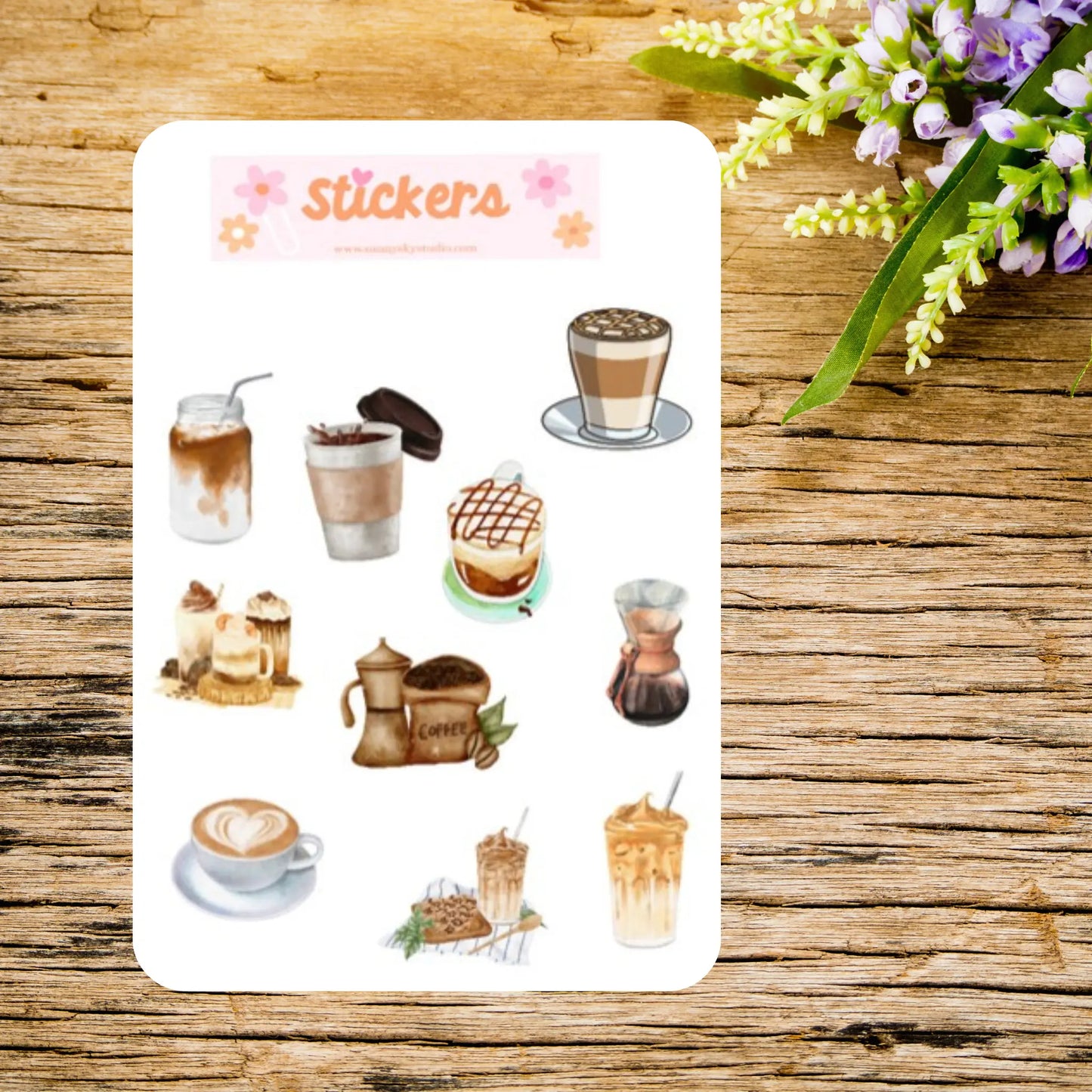 Coffee Sticker Sheet Sunny Sky Studio