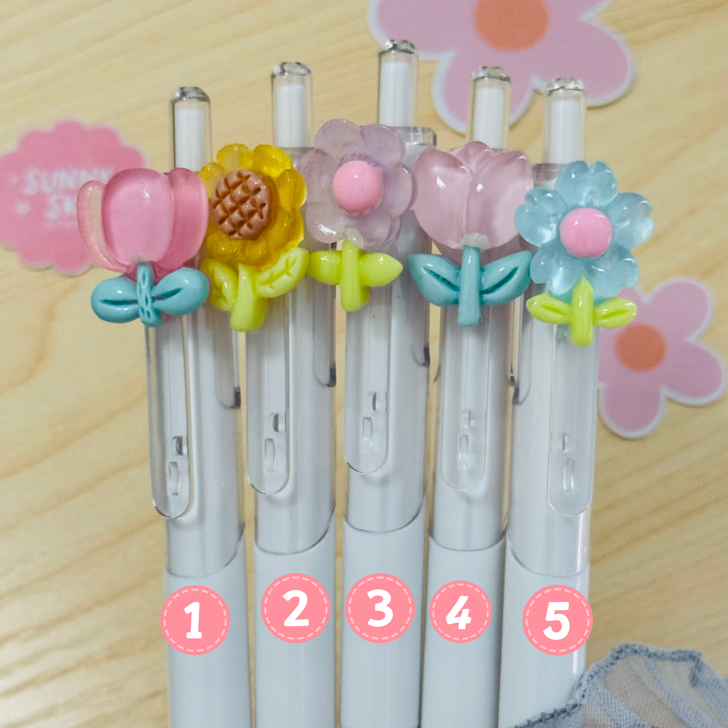 Design Flower Gel Ink Pens – Smooth Writing, Aesthetic Style Sunny Sky Studio