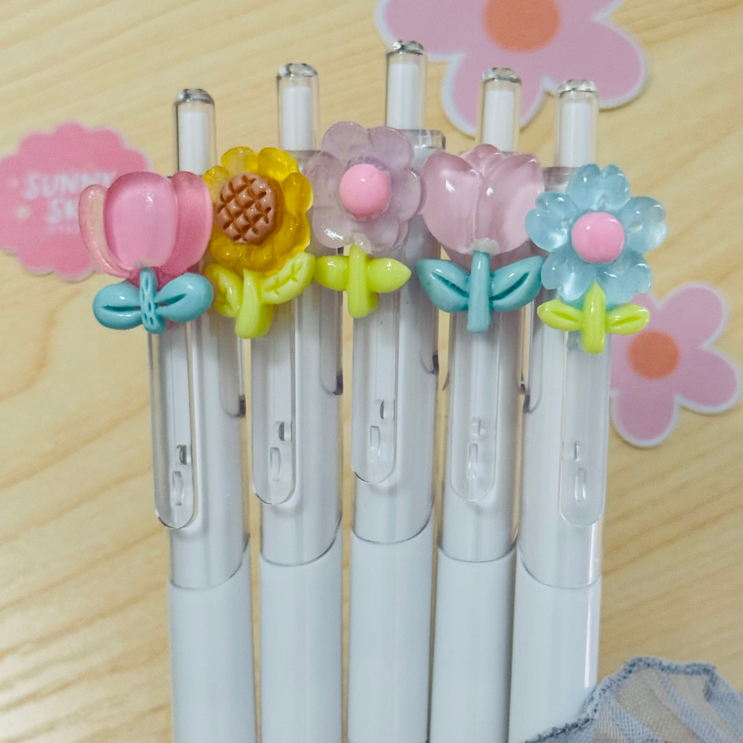 Design Flower Gel Ink Pens – Smooth Writing, Aesthetic Style Sunny Sky Studio