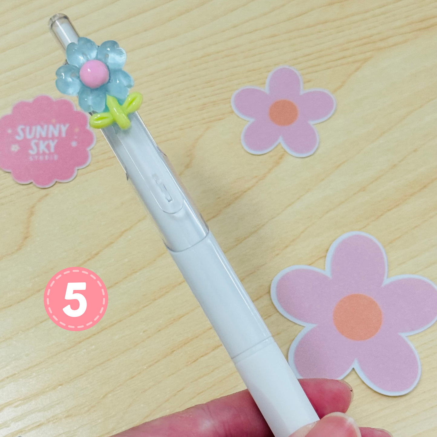 Design Flower Gel Ink Pens – Smooth Writing, Aesthetic Style Sunny Sky Studio