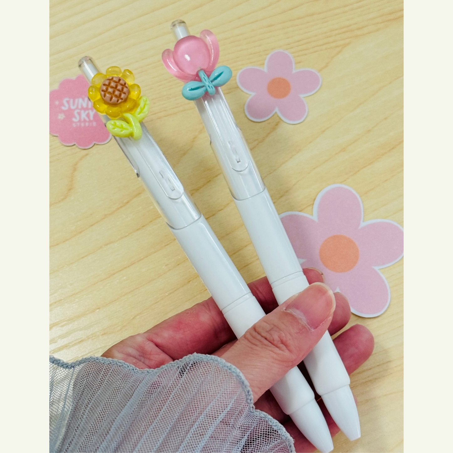 Design Flower Gel Ink Pens – Smooth Writing, Aesthetic Style Sunny Sky Studio