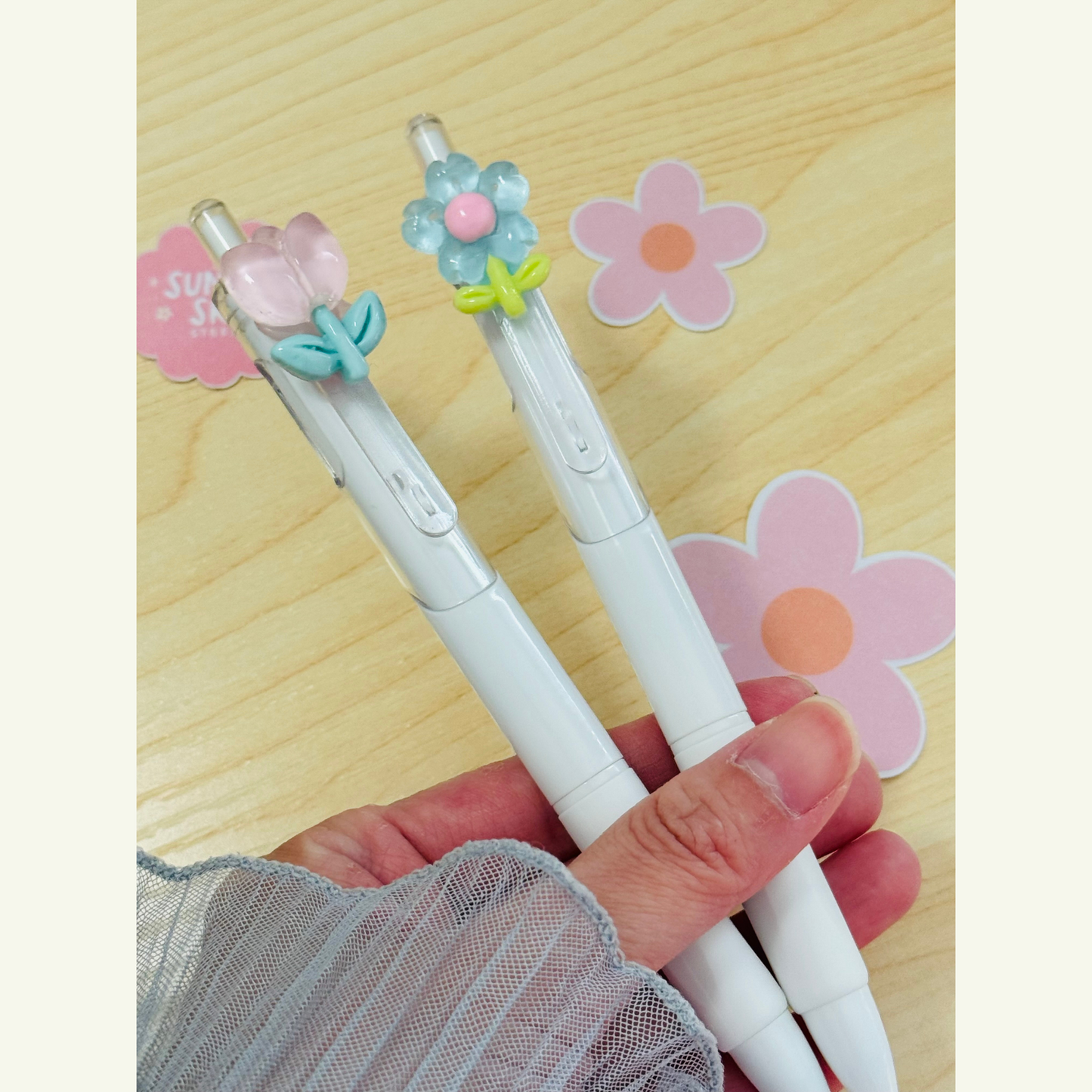 Design Flower Gel Ink Pens – Smooth Writing, Aesthetic Style Sunny Sky Studio
