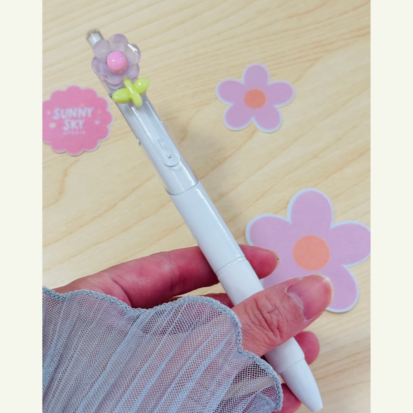 Design Flower Gel Ink Pens – Smooth Writing, Aesthetic Style Sunny Sky Studio