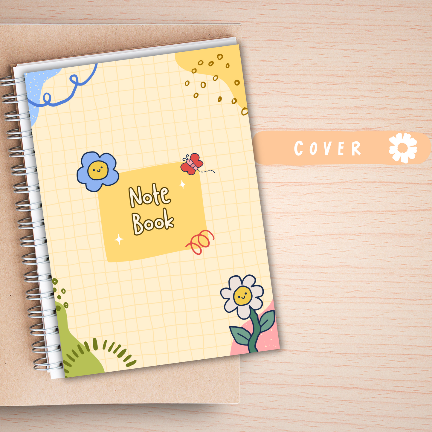 Cute A5 Notebook – 60 Pages + 2 Bonus Sticker Sheets – 5 Cover Designs Sunny Sky Studio