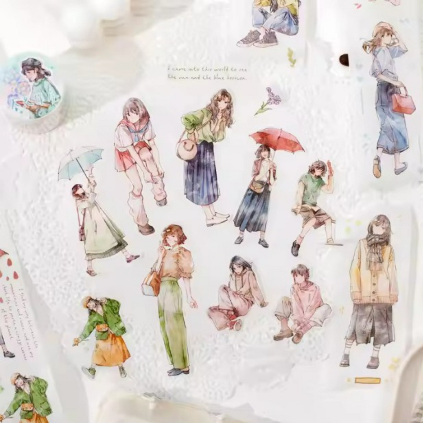 Roll Suite Series Decorative Tape – Water-Activated, Character Scenery Design Sunny Sky Studio