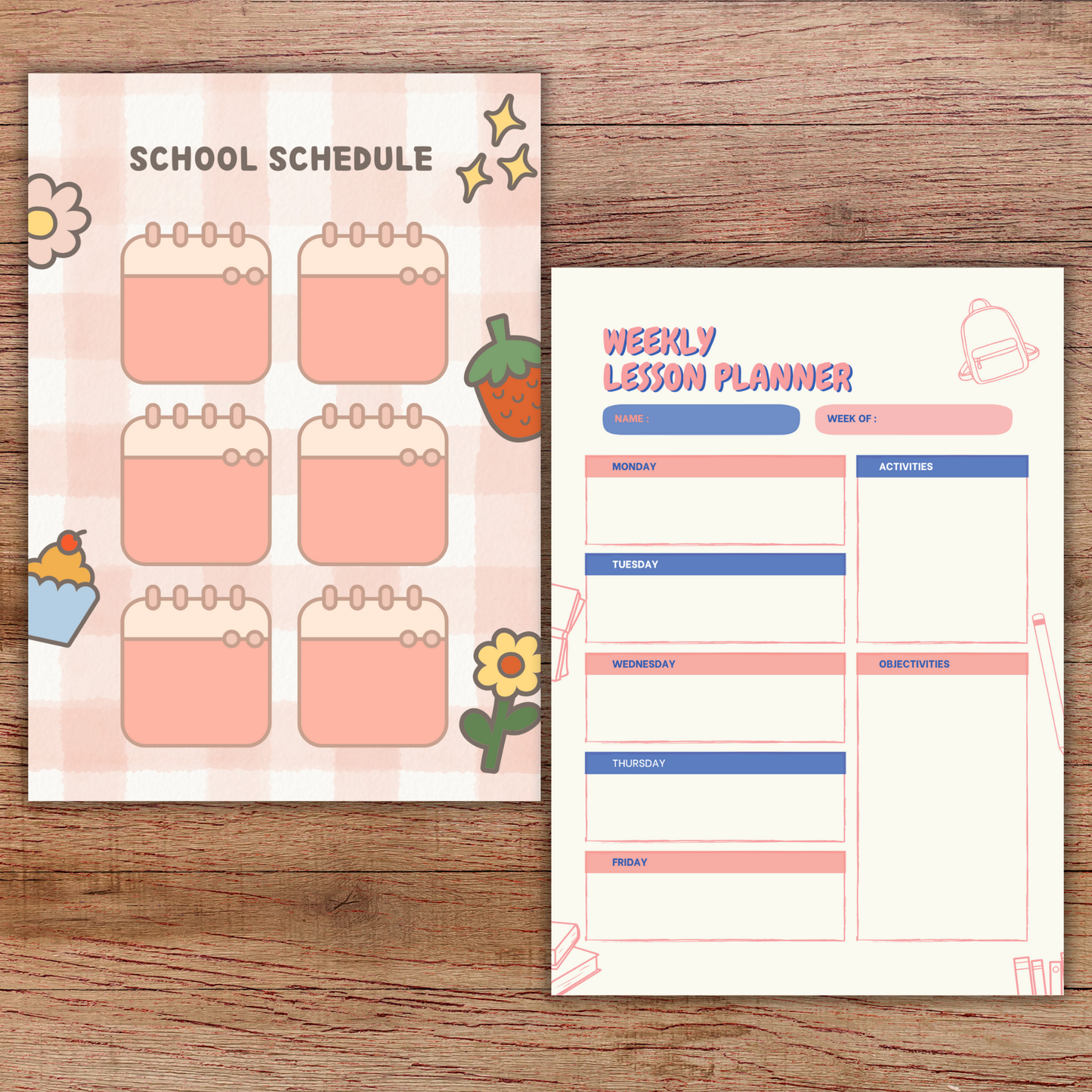 Student Schedule Notebook Planner A5– 60 Pages + 2 Bonus Sticker Sheets Sunny Sky Studio