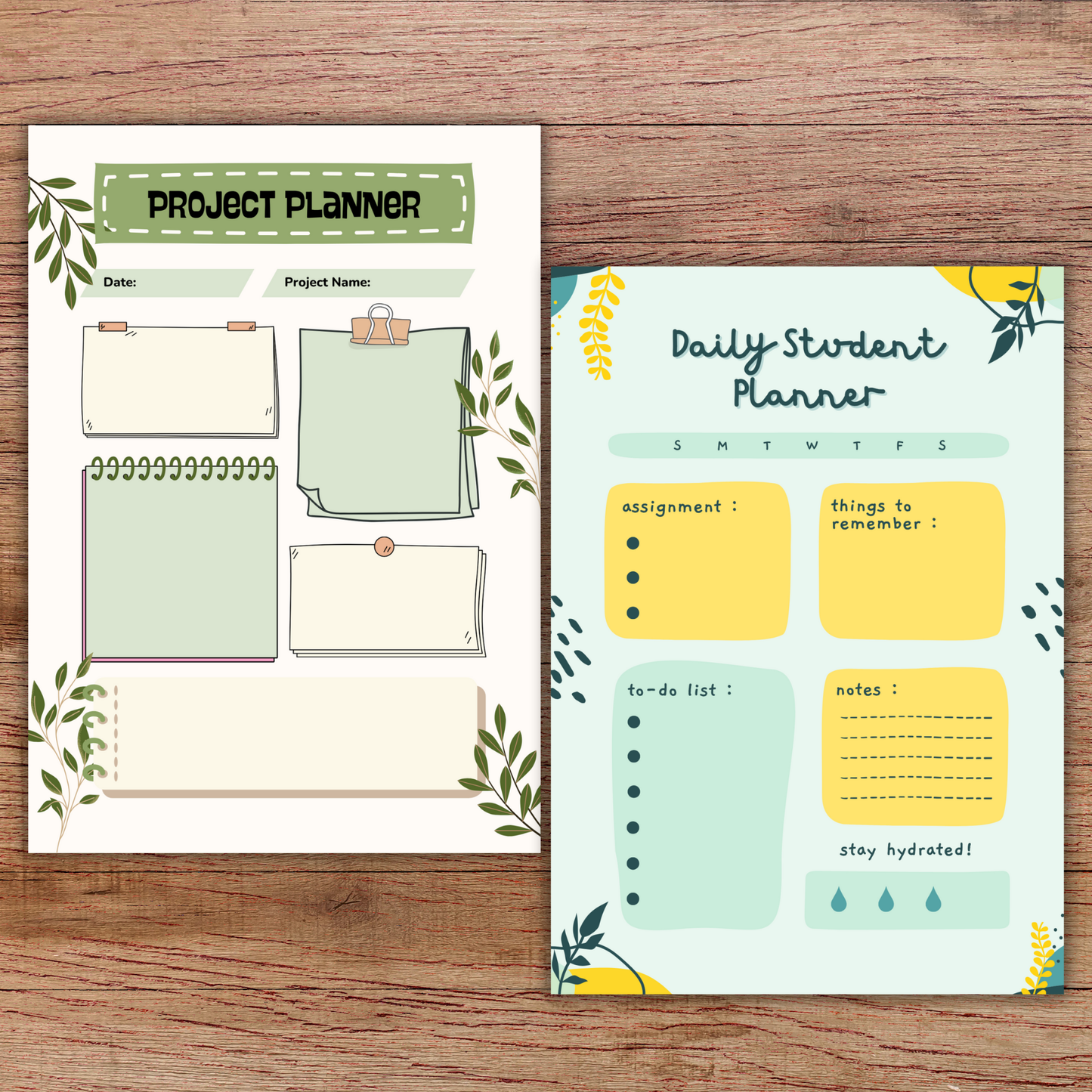 Student Schedule Notebook Planner A5– 60 Pages + 2 Bonus Sticker Sheets Sunny Sky Studio