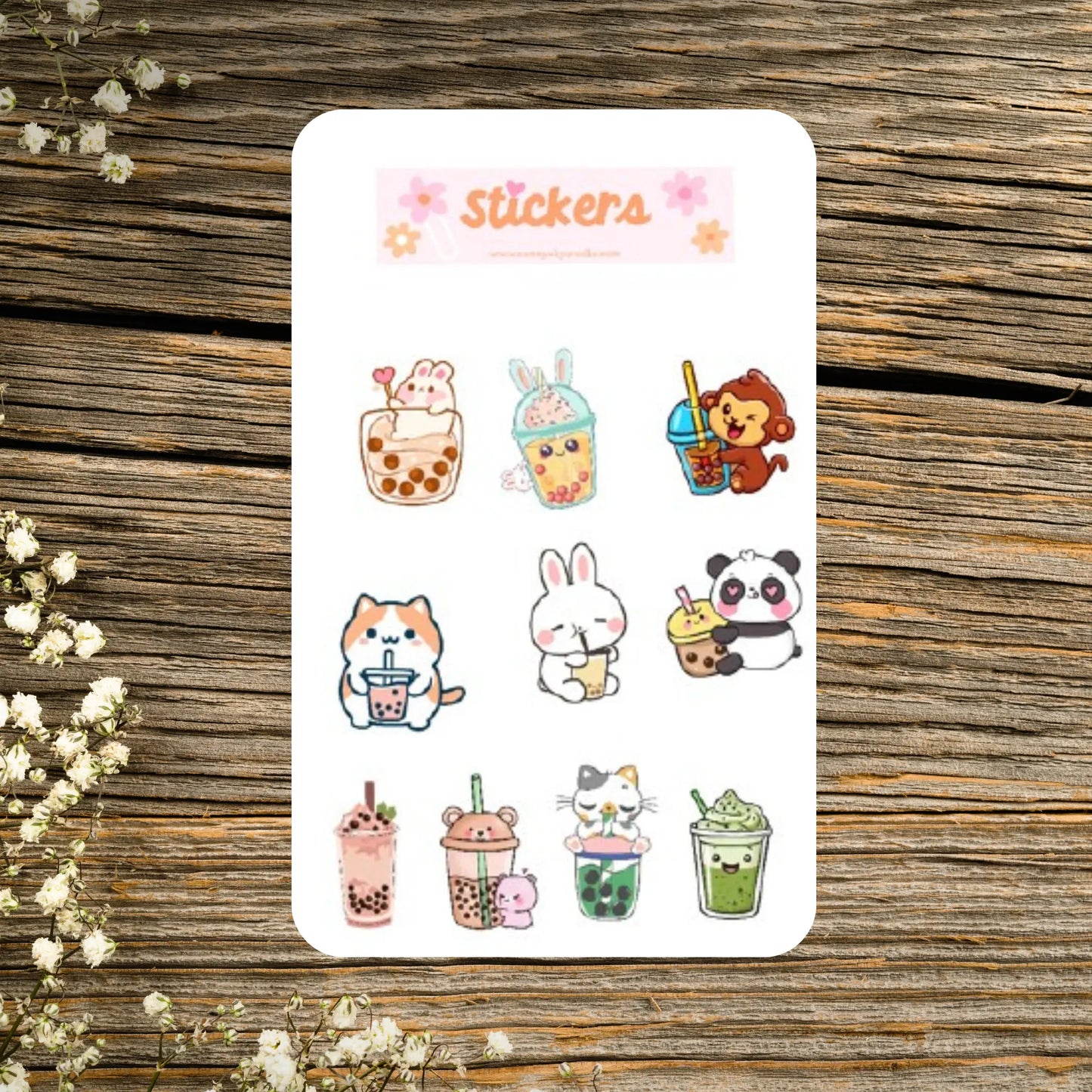 Boba Milk Tea Sticker Sheet Sunny Sky Studio