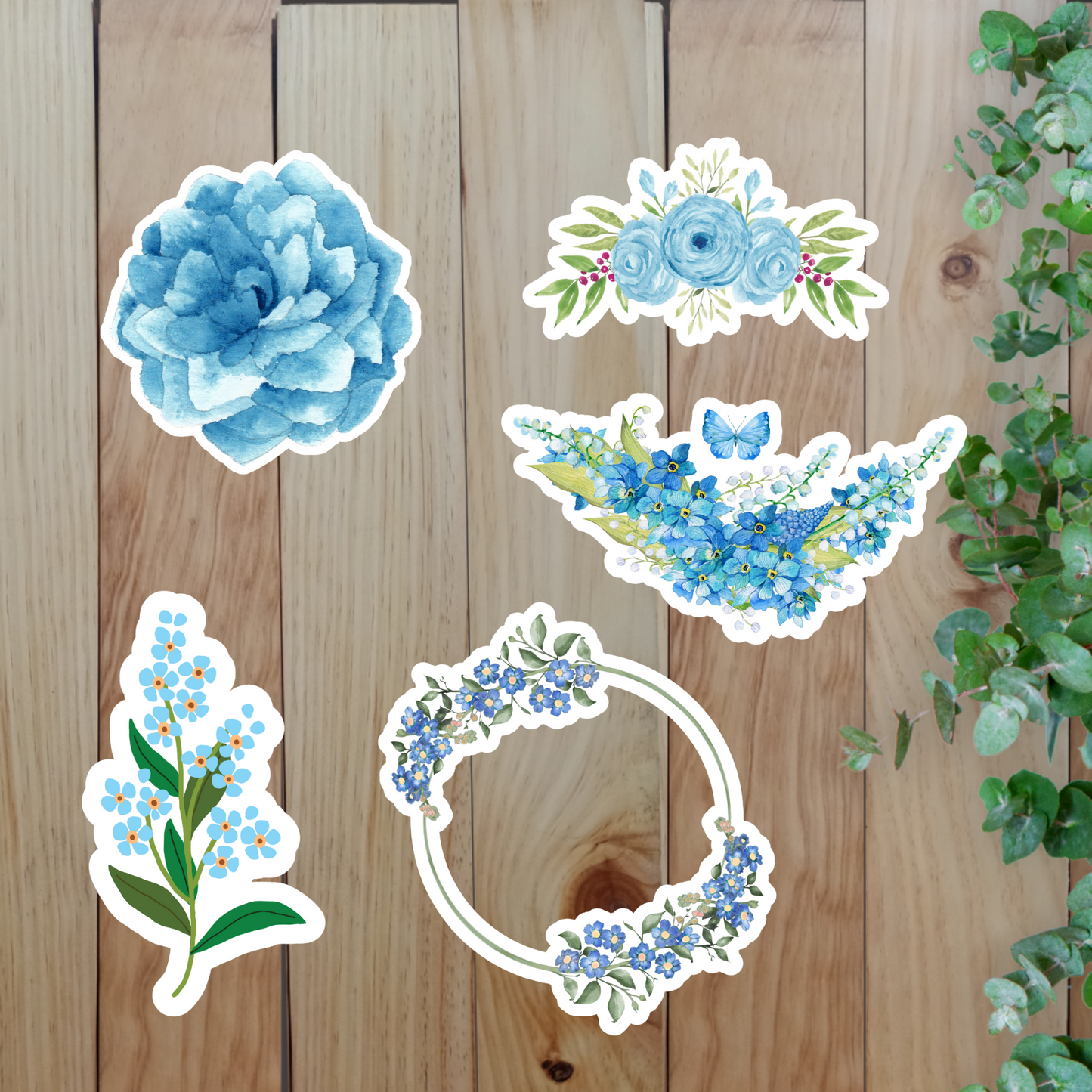 Blue Flower Sticker (20-Piece) Sunny Sky Studio