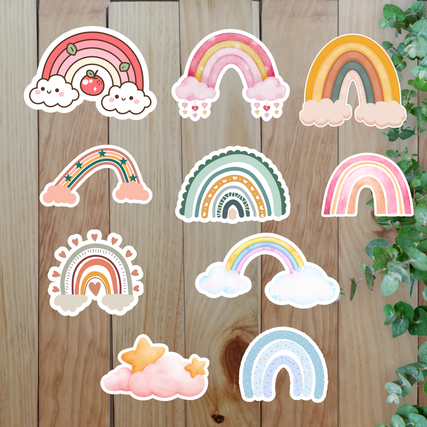 Rainbow & Cloud Stickers (20-Piece) Sunny Sky Studio
