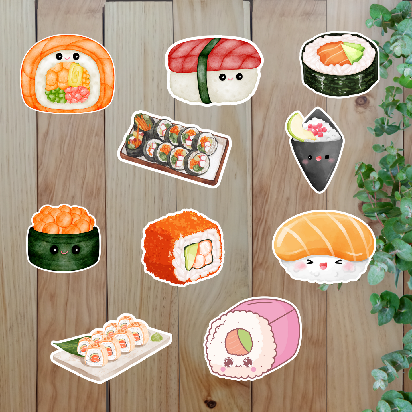 Sushi Stickers (20-Piece) Sunny Sky Studio