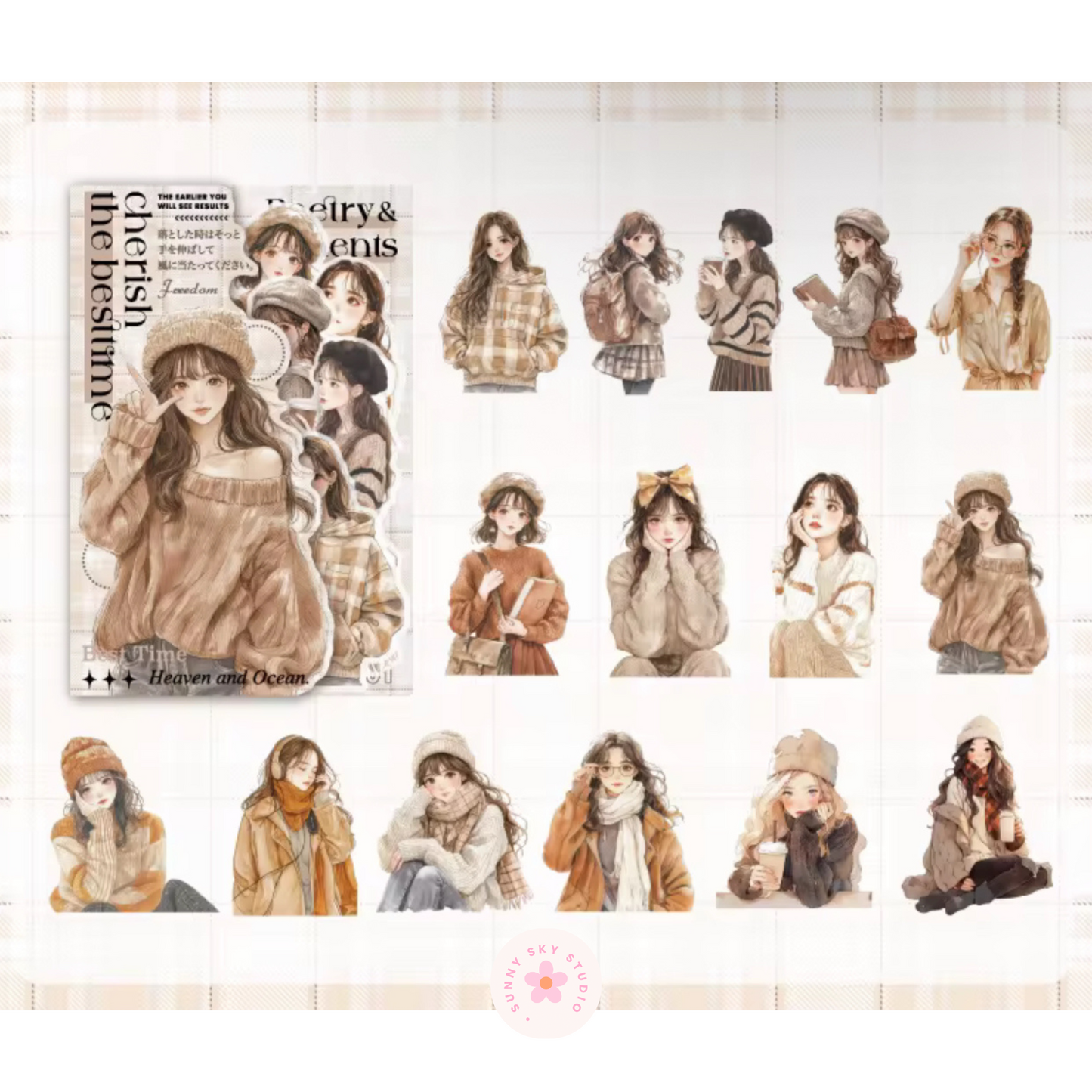 4 Packs - 30 Sheets Sticker Korean Girl Theme a Pack Sunny Sky Studio