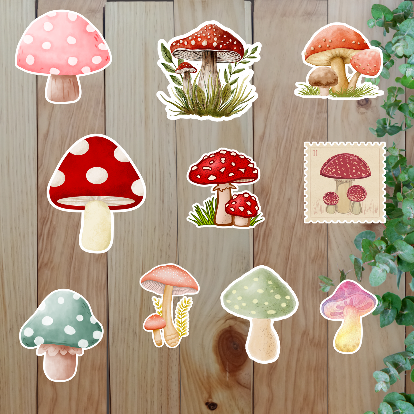 Cute & Whimsical Mushroom Stickers (20 pieces) Sunny Sky Studio