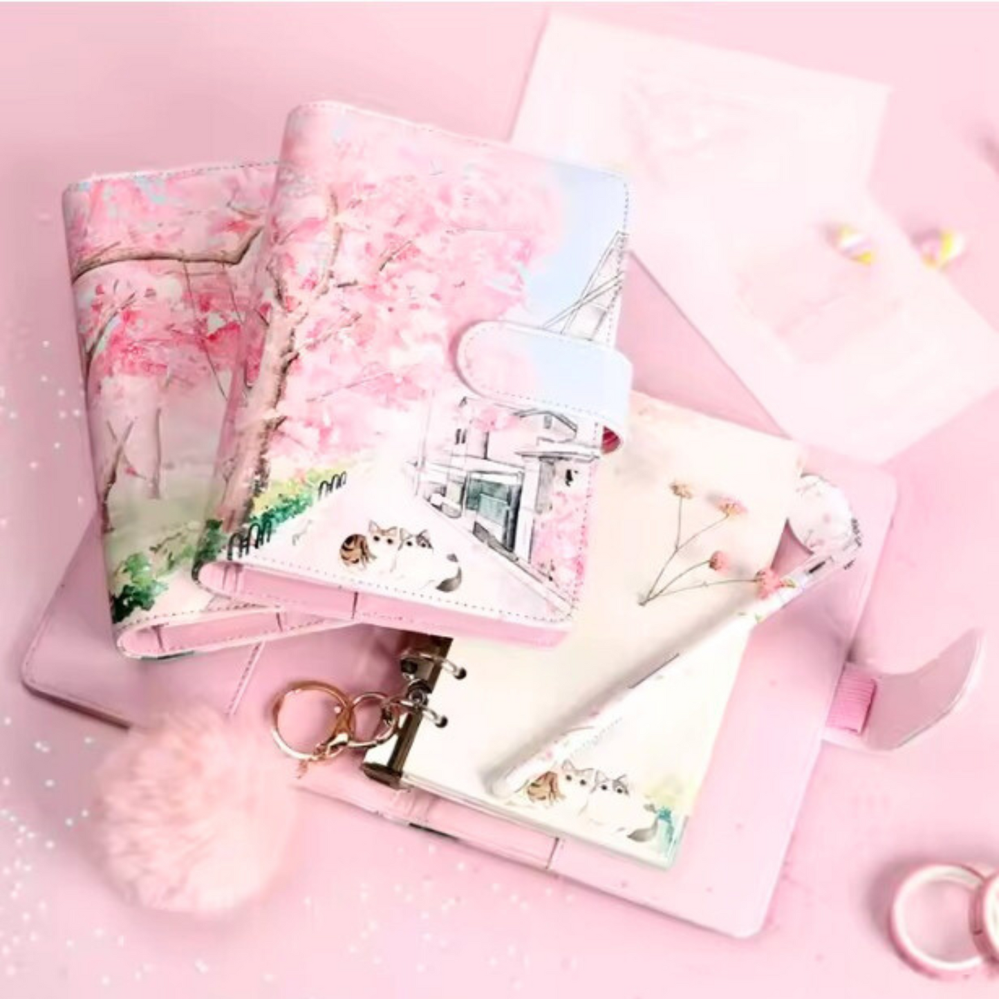 Creative Korean Cherry Blossom Gift Set – A6 Hardcover Notepad Sunny Sky Studio