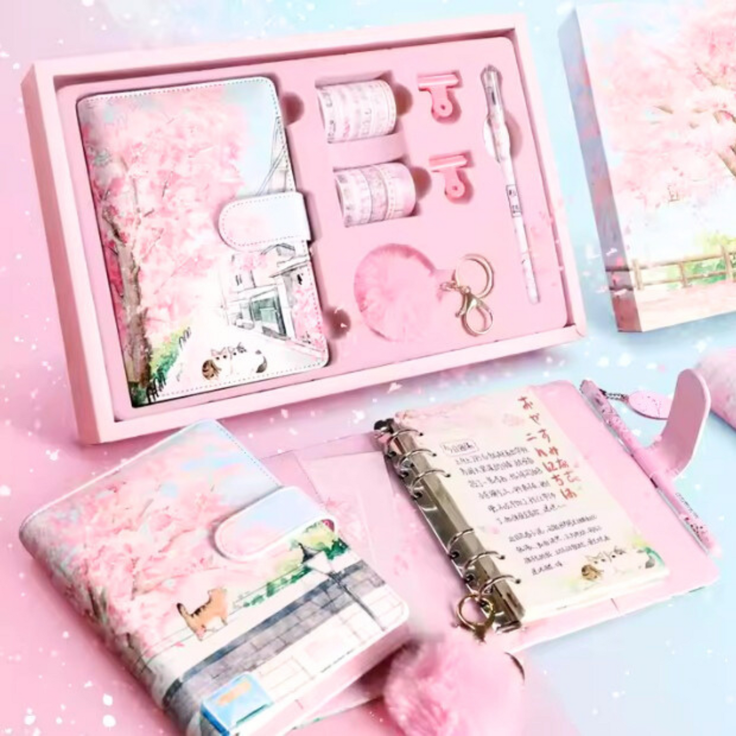 Creative Korean Cherry Blossom Gift Set – A6 Hardcover Notepad Sunny Sky Studio