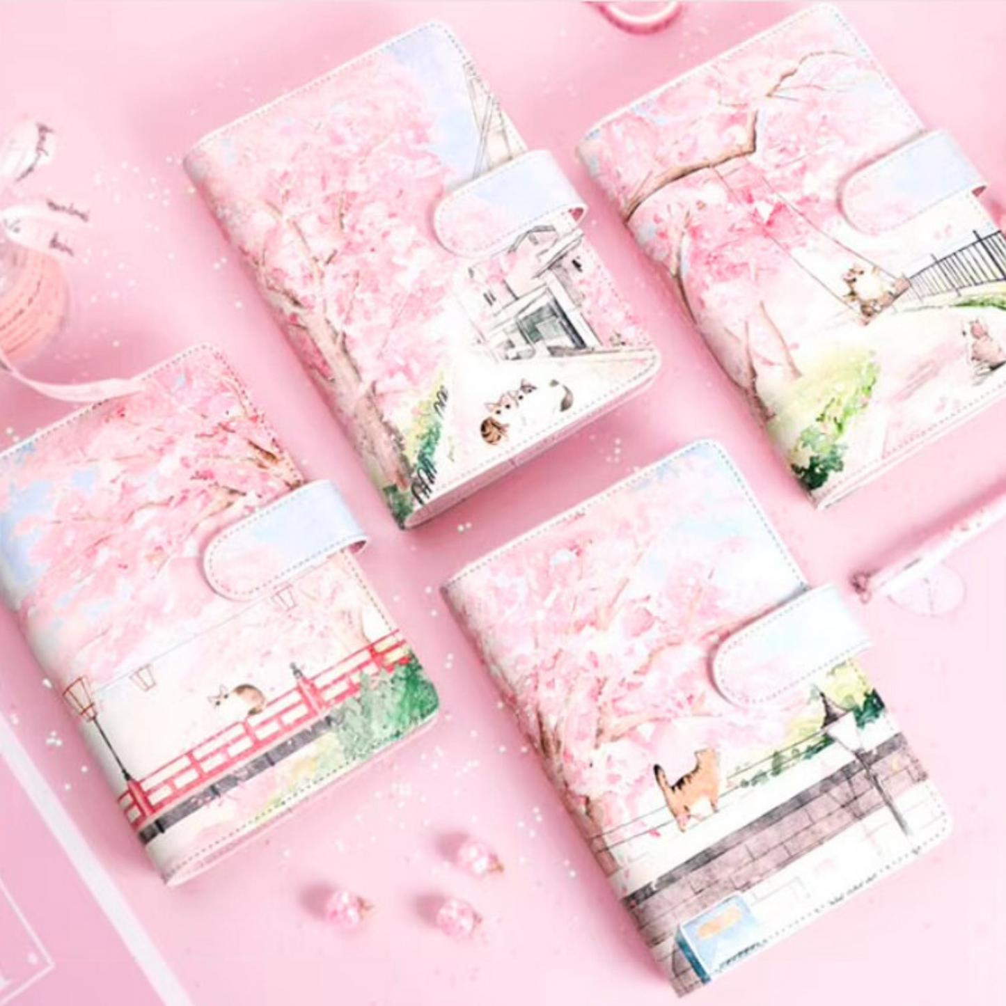 Creative Korean Cherry Blossom Gift Set – A6 Hardcover Notepad Sunny Sky Studio