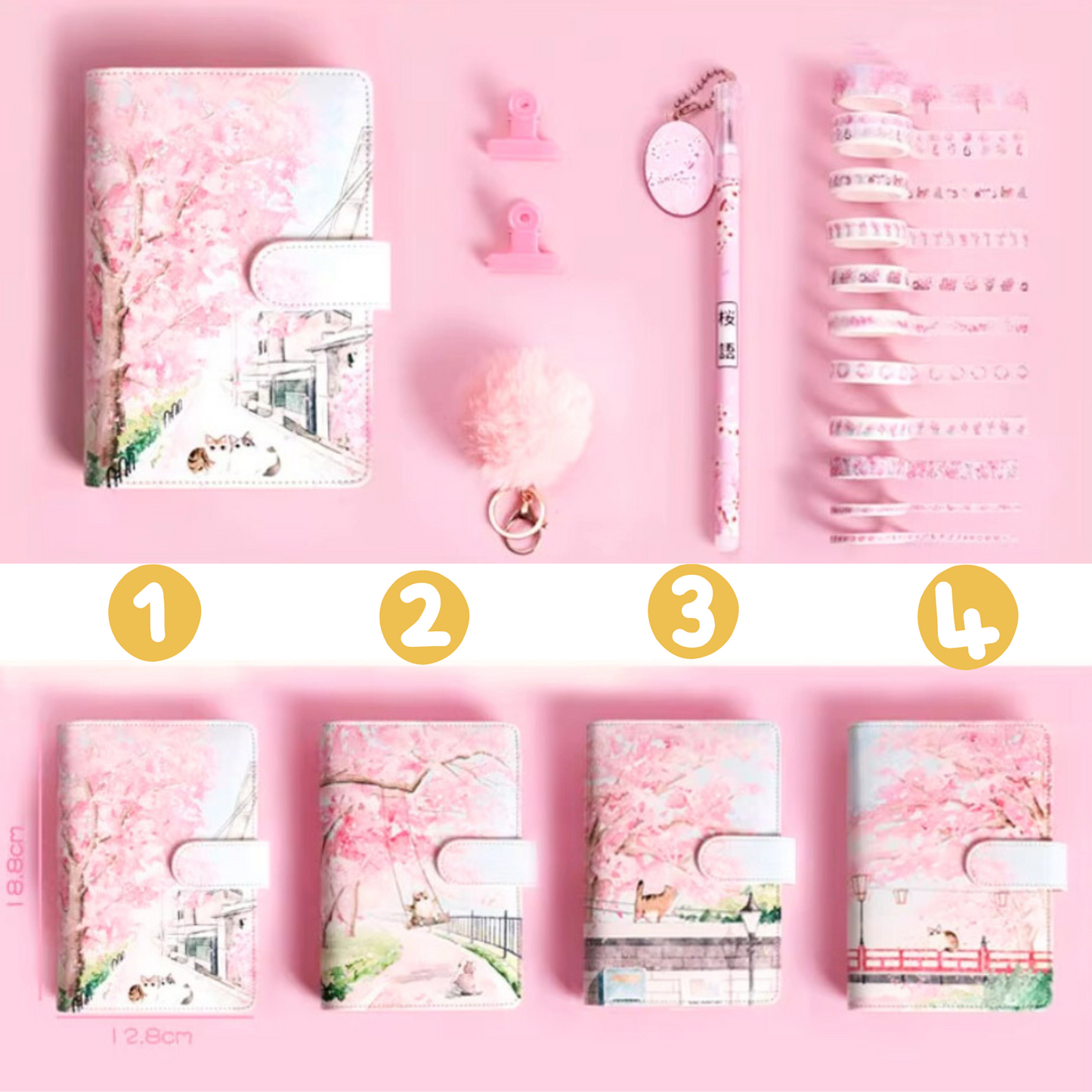 Creative Korean Cherry Blossom Gift Set – A6 Hardcover Notepad Sunny Sky Studio