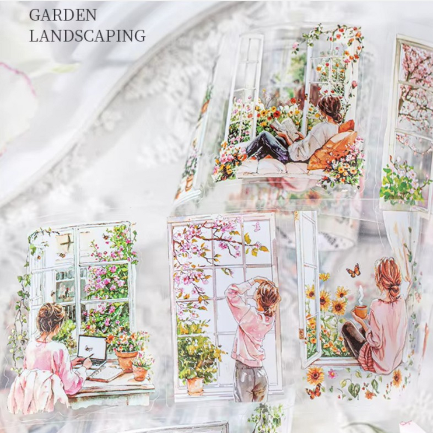 Spring Garden Decorative Roll Tape Character Stickers Sunny Sky Studio