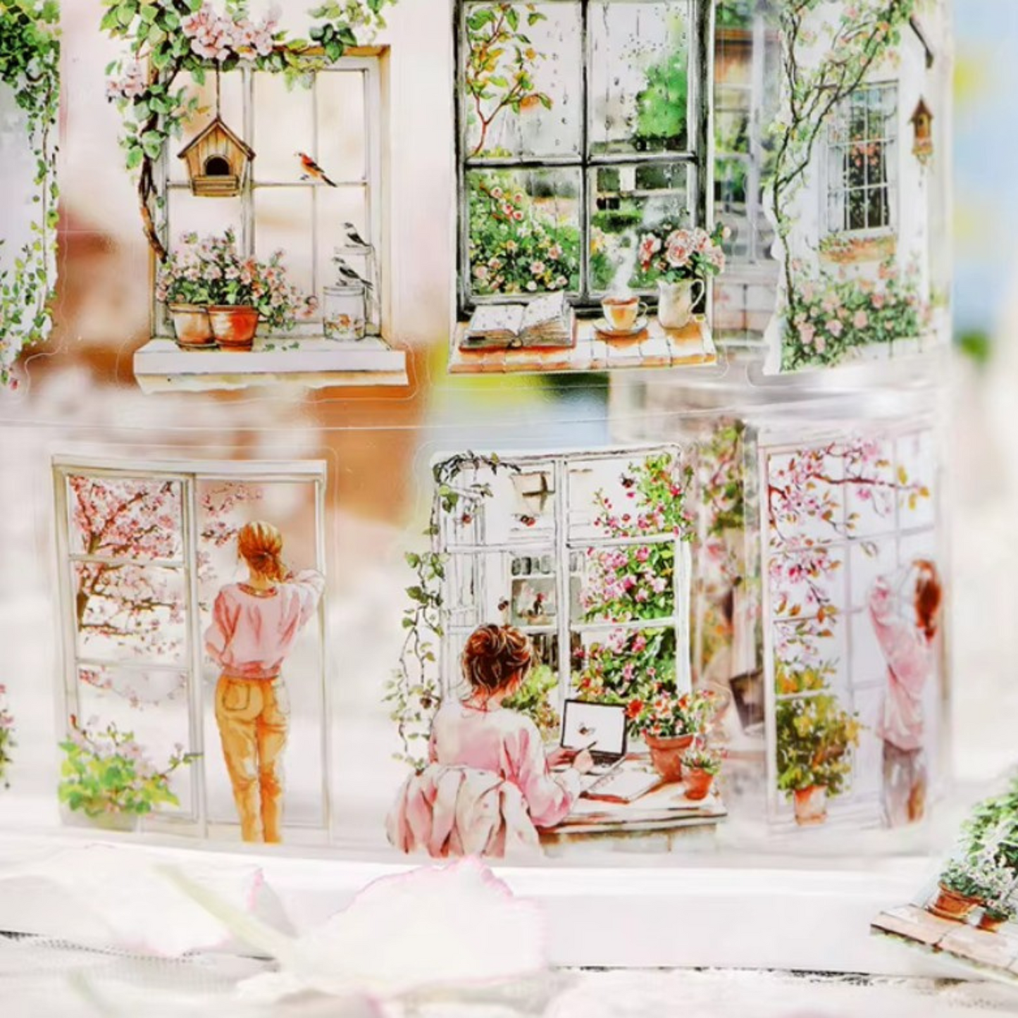 Spring Garden Decorative Roll Tape Character Stickers Sunny Sky Studio